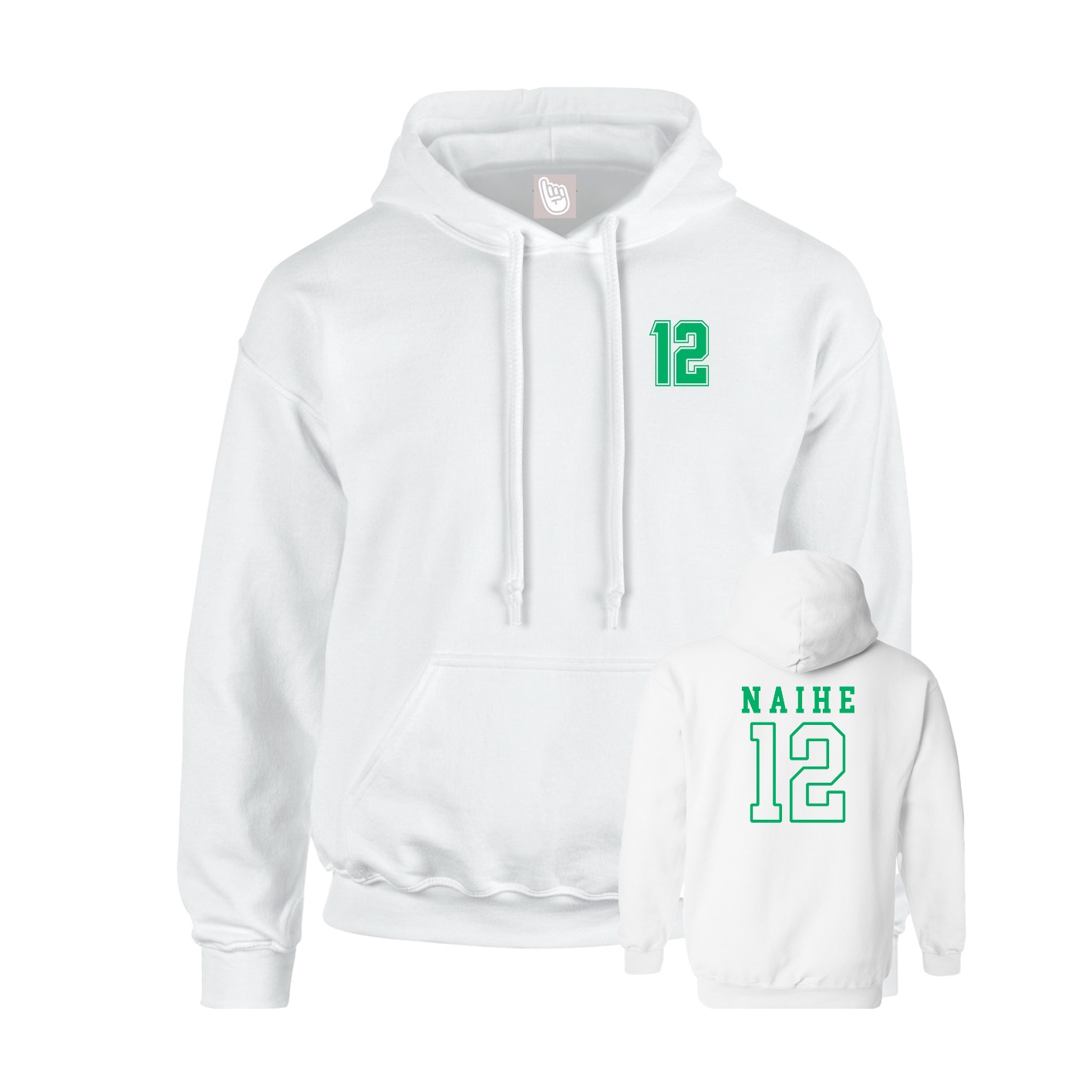 Youth Hoodie — Chest Back in White