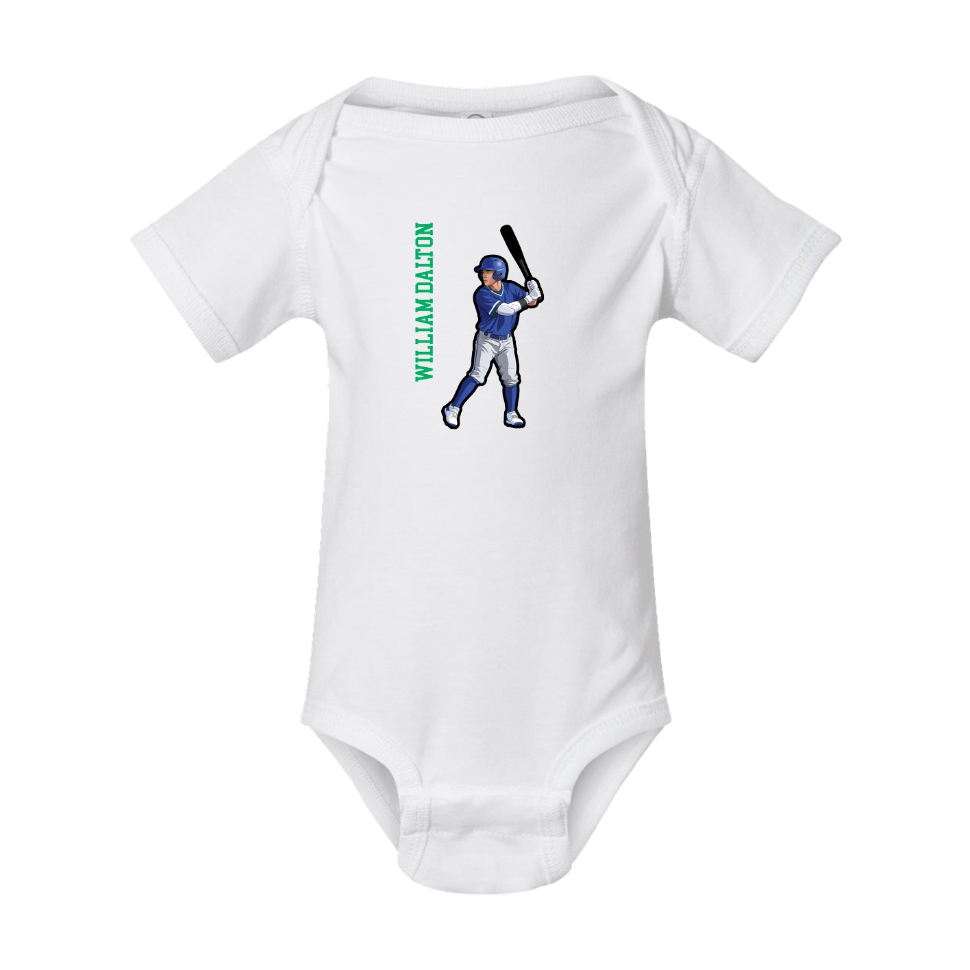 Baby Onesie — Name Vertical in White