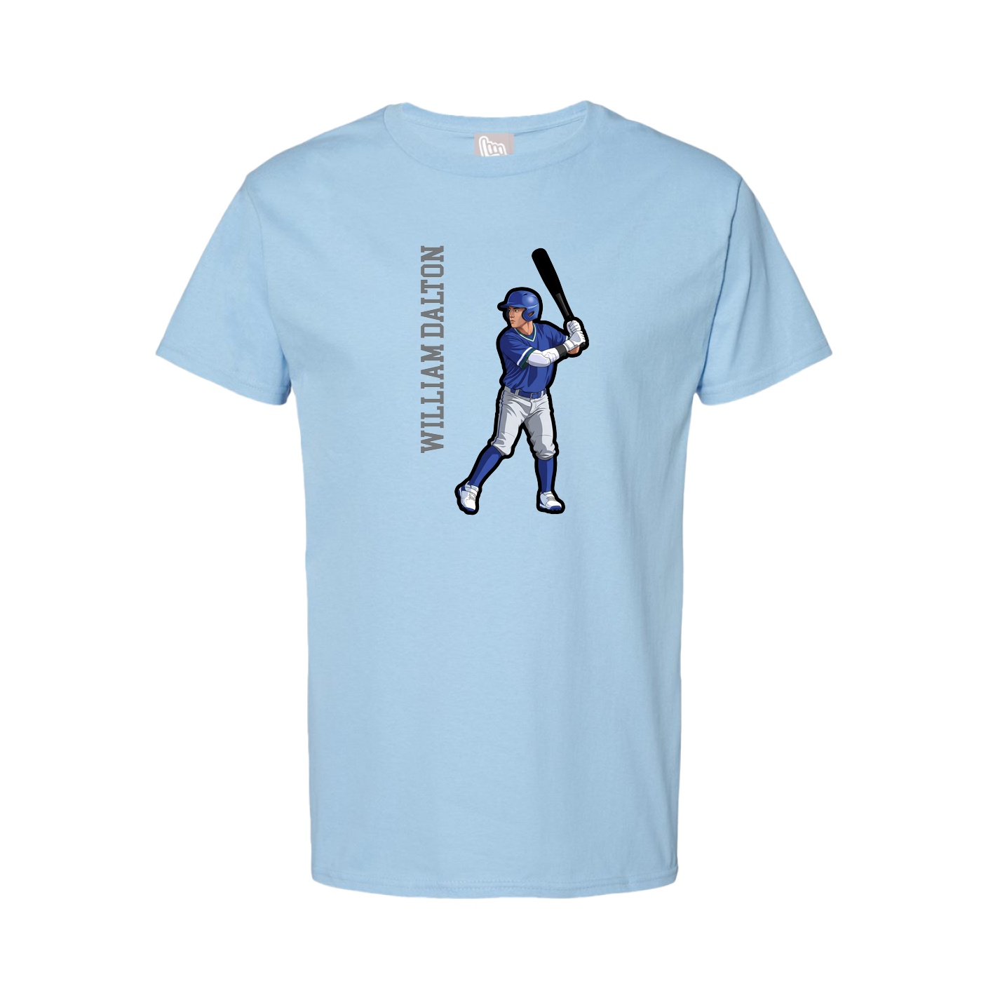 Tee — Name Vertical in Light Blue