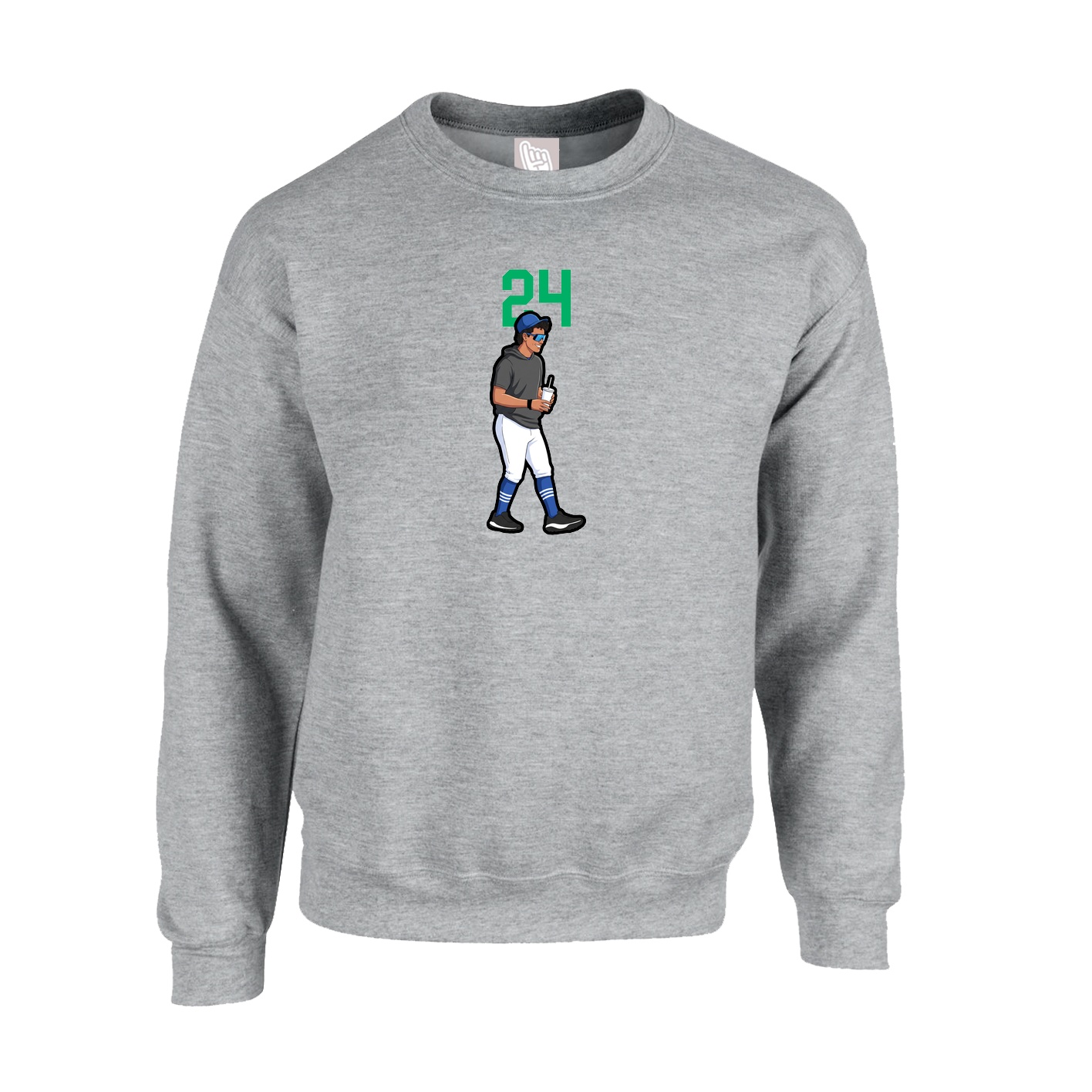 Fleece Crew — Number Top in Grey