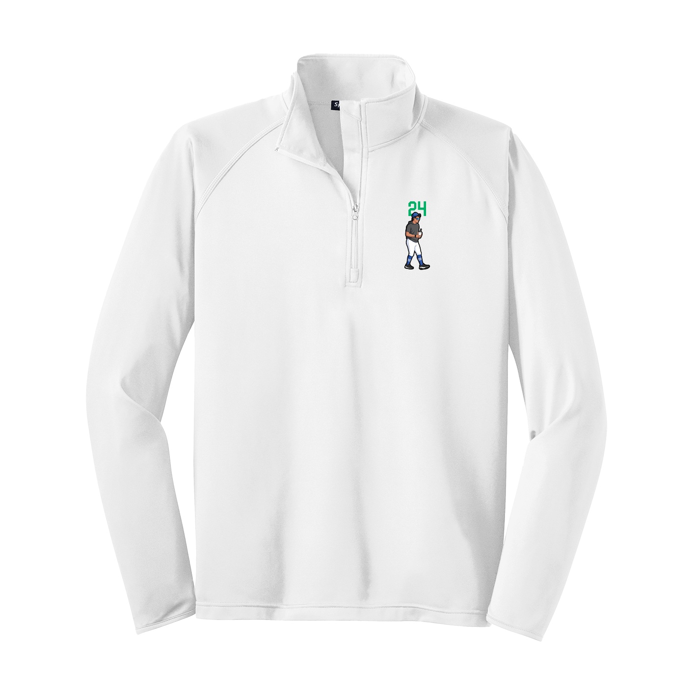 Q-Zip Pullover — Number Top in White