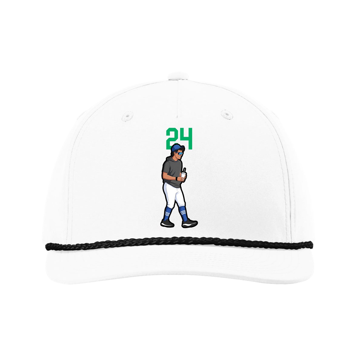 Five-Panel Classic Rope Cap — Number Top in White