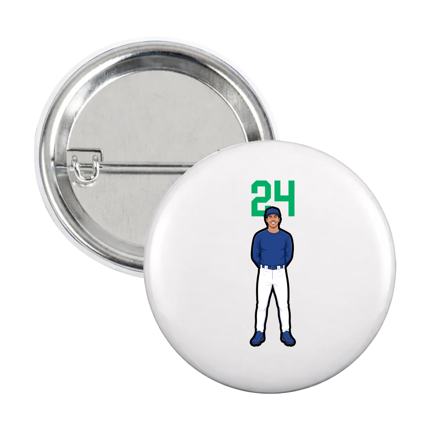 Game Day Button — Number Top in White