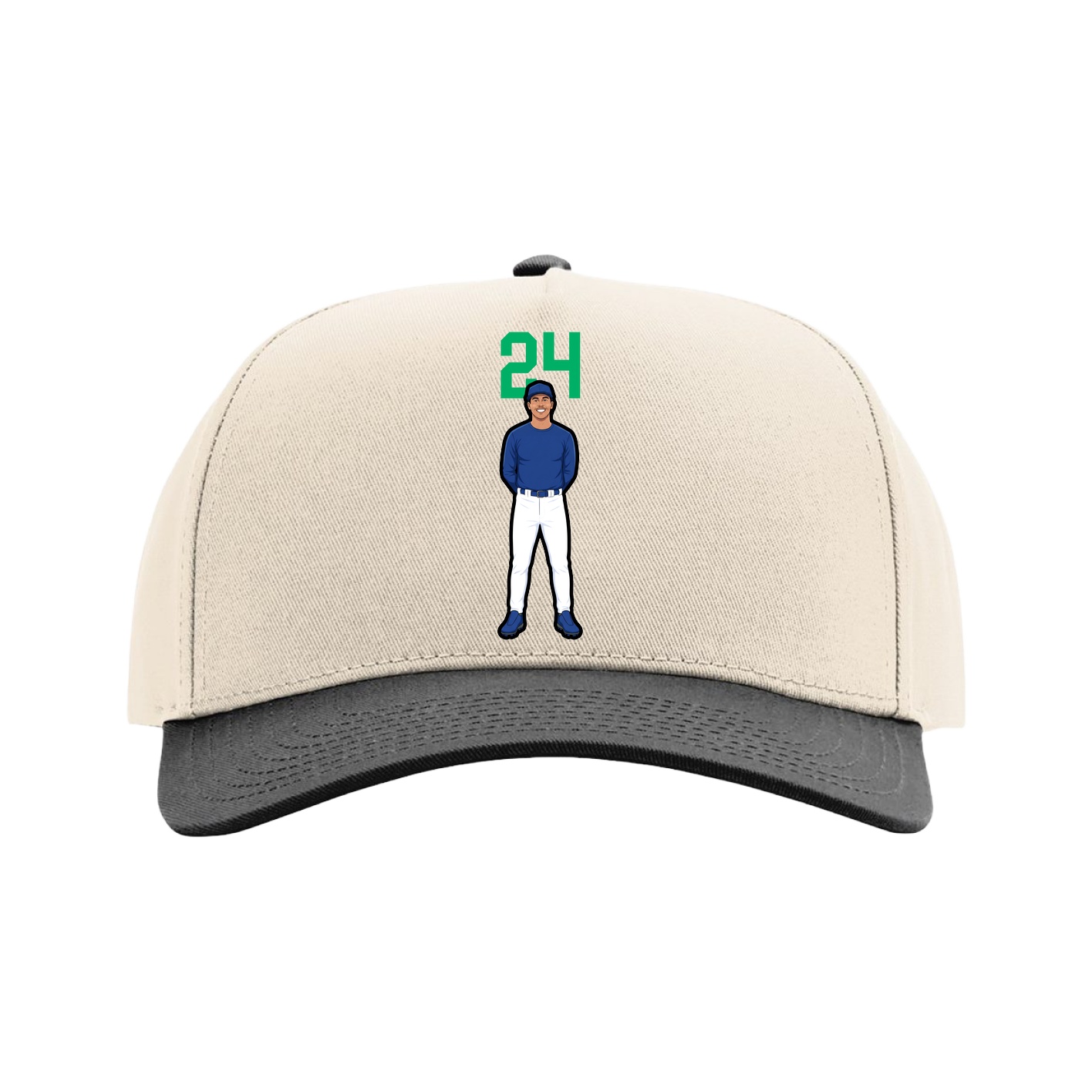 Full Fabric Five-Panel Champ Cap — Number Top in Cream/Black