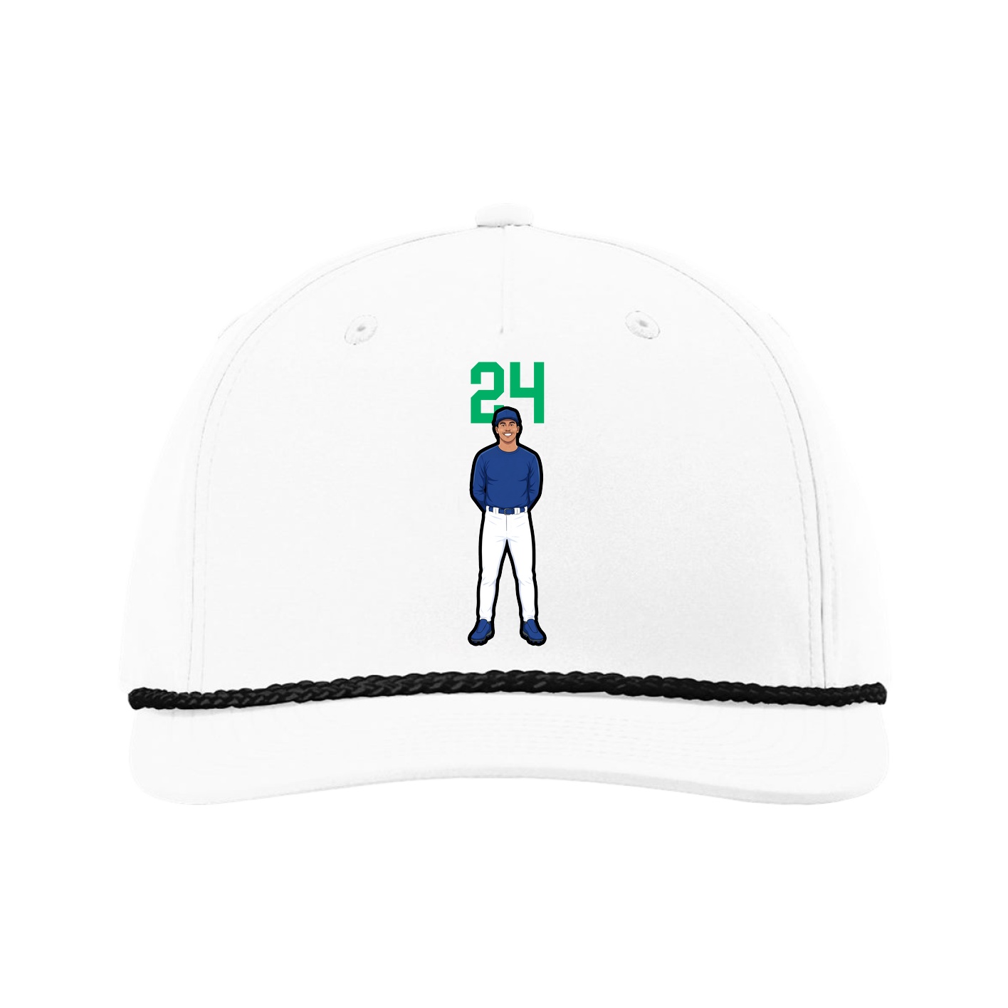 Five-Panel Classic Rope Cap — Number Top in White