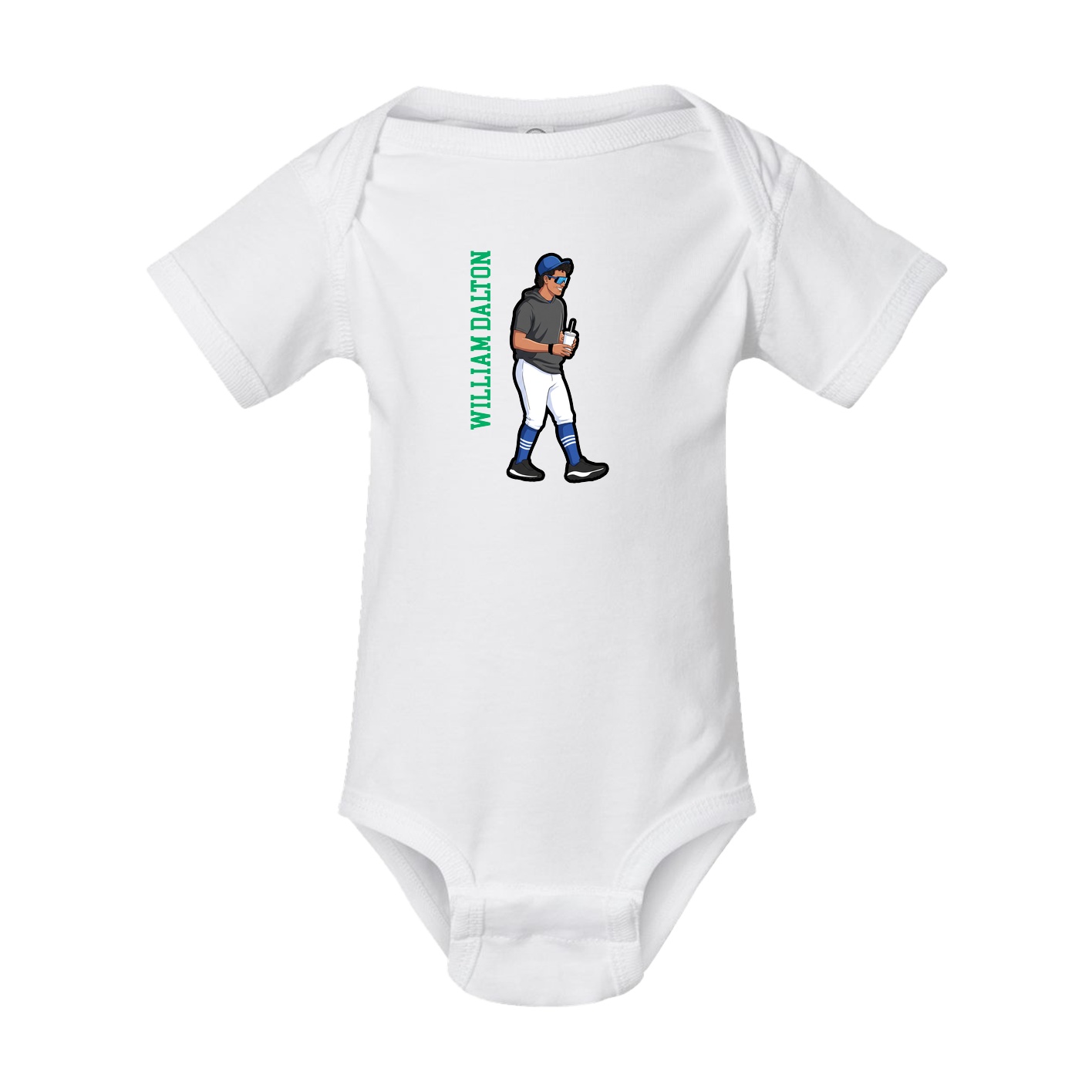 Baby Onesie — Name Vertical in White