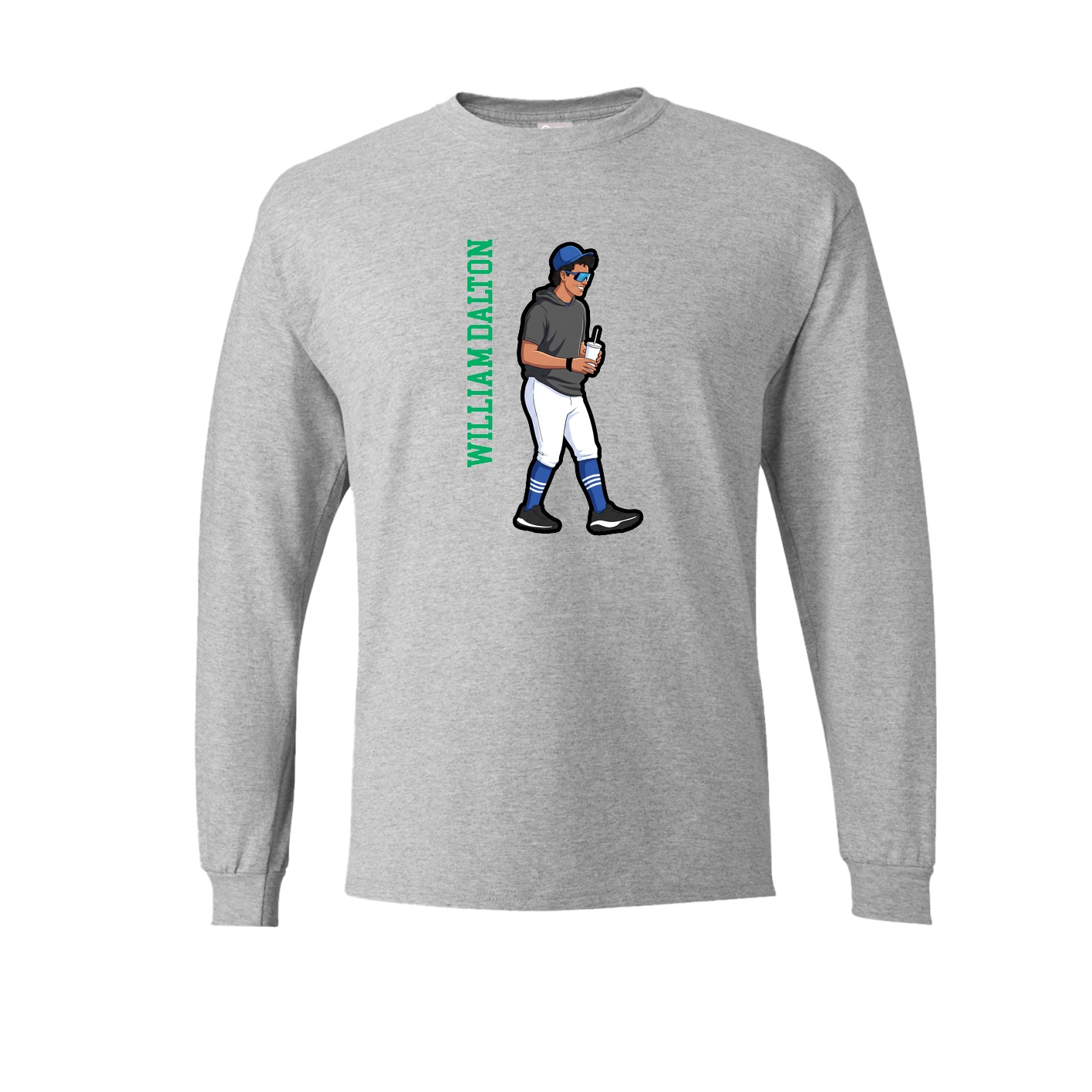 Long Sleeve Tee — Name Vertical in Grey