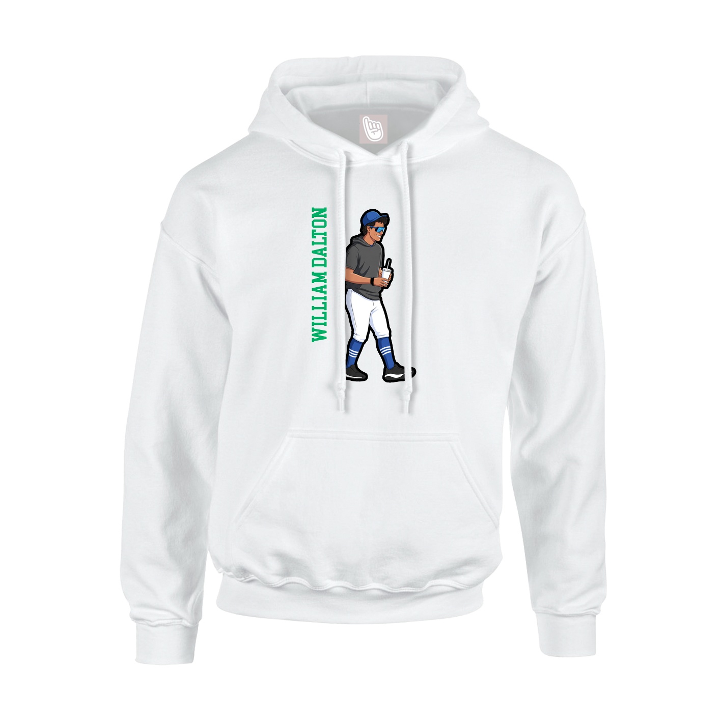 Youth Hoodie — Name Vertical in White