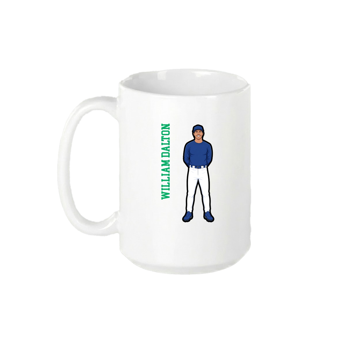 15oz Coffee Mug — Name Vertical in White