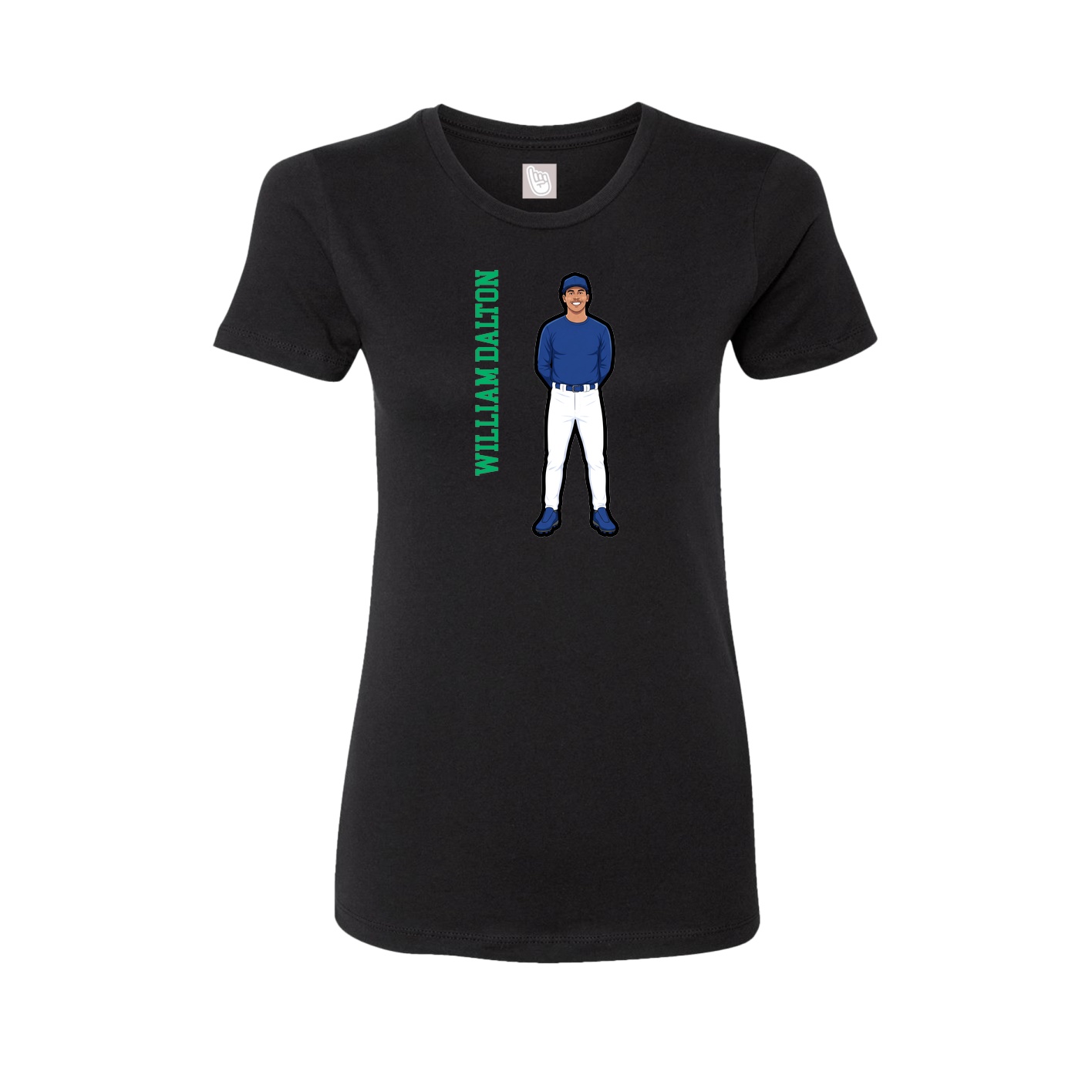 Fitted Women's Tee — Name Vertical in Black