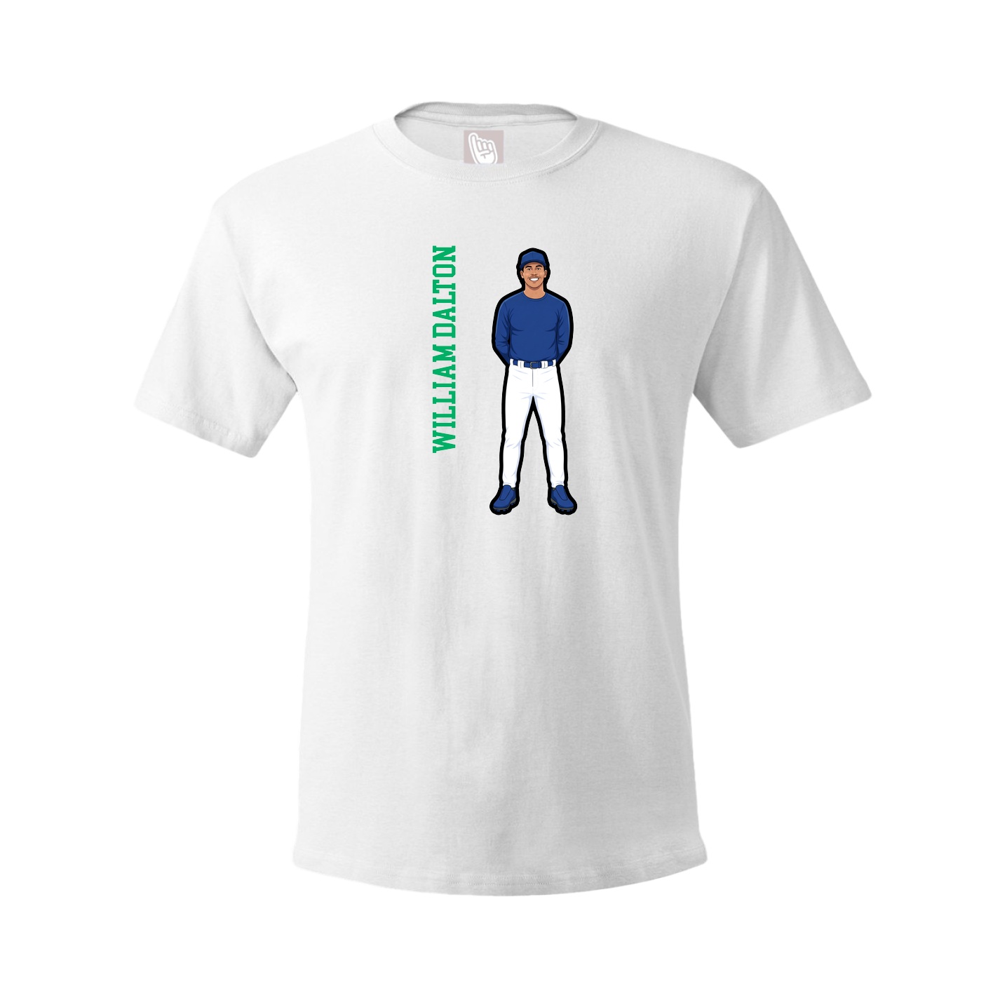 Youth Tee — Name Vertical in White