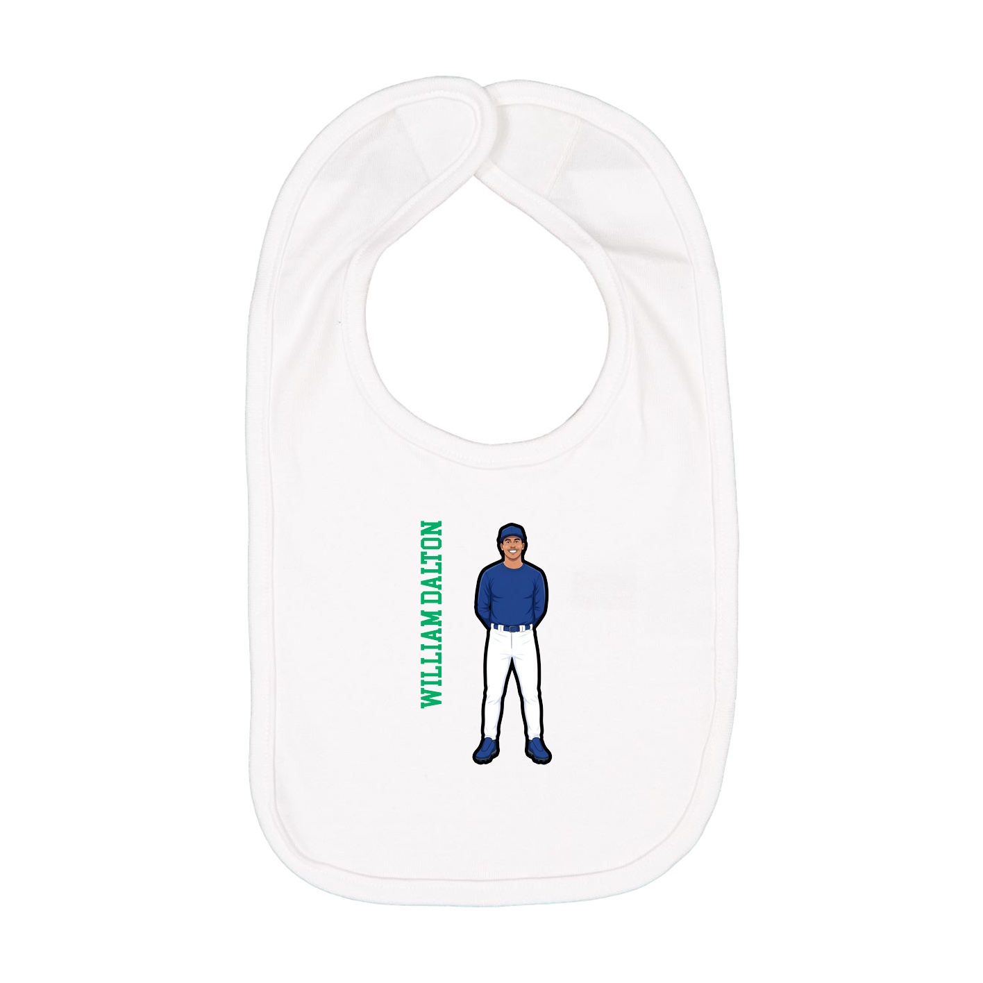 Infant Bib — Name Vertical in White