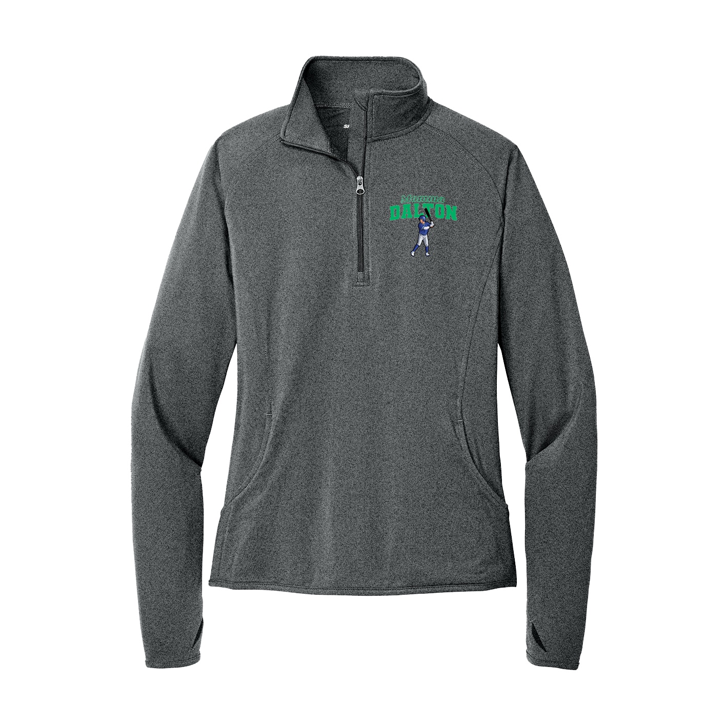 Women's Q-Zip Pullover — Mothers Day Block in Grey