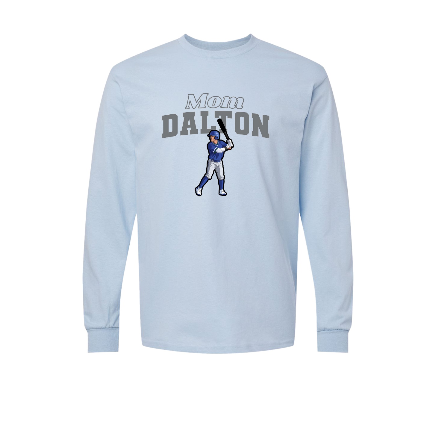 Long Sleeve Tee — Mothers Day Block in Light Blue