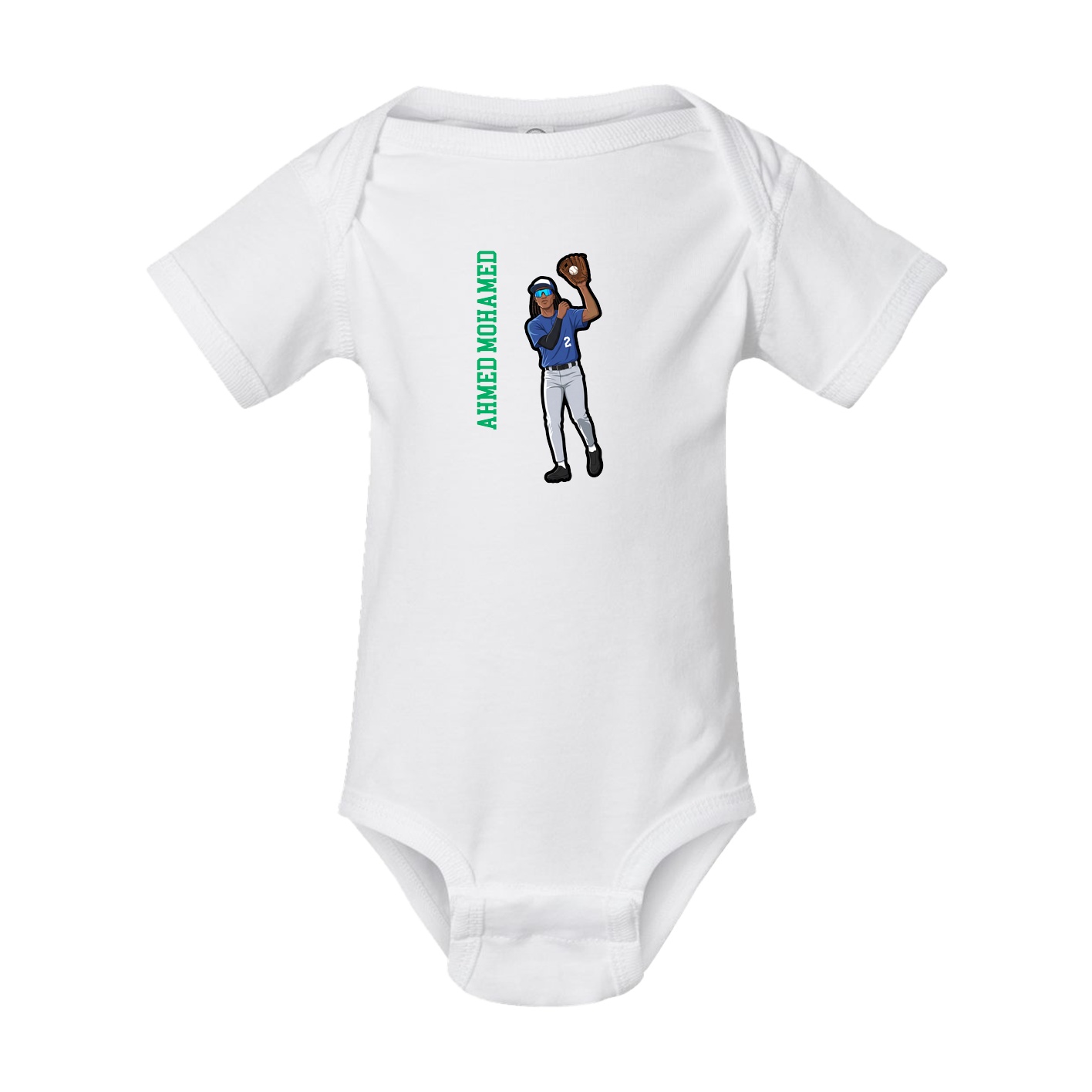 Baby Onesie — Name Vertical in White