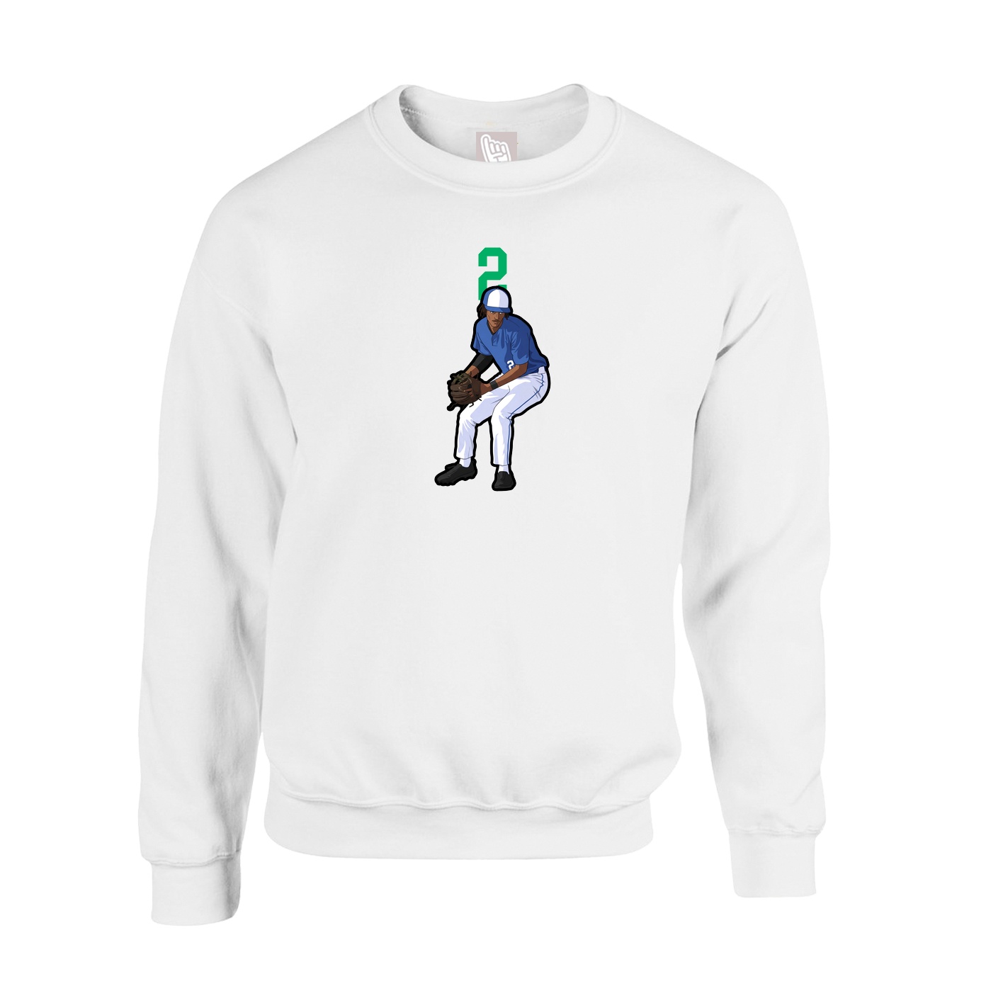 Fleece Crew — Number Top in White