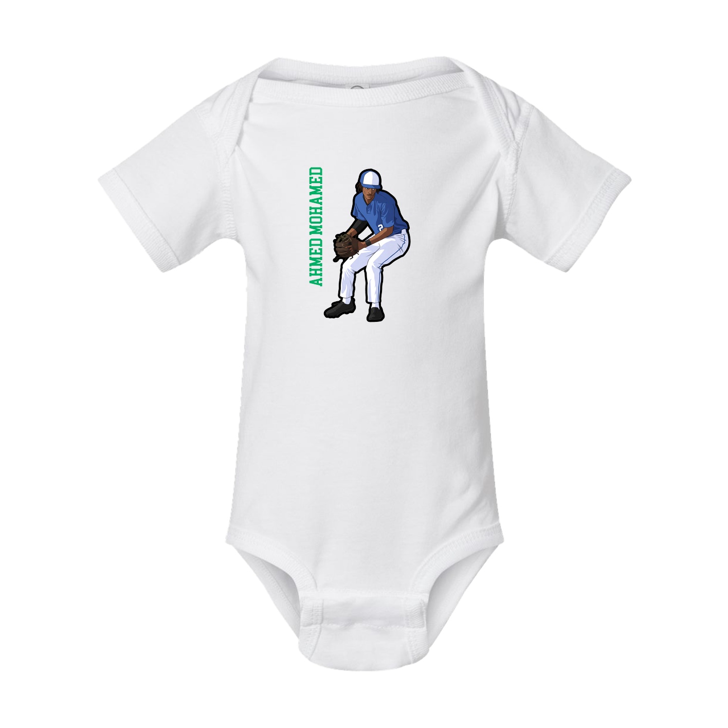 Baby Onesie — Name Vertical in White