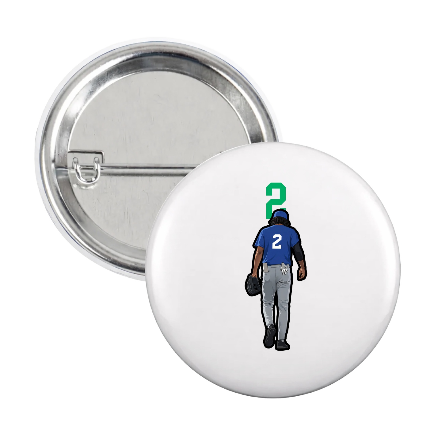 Game Day Button — Number Top in White