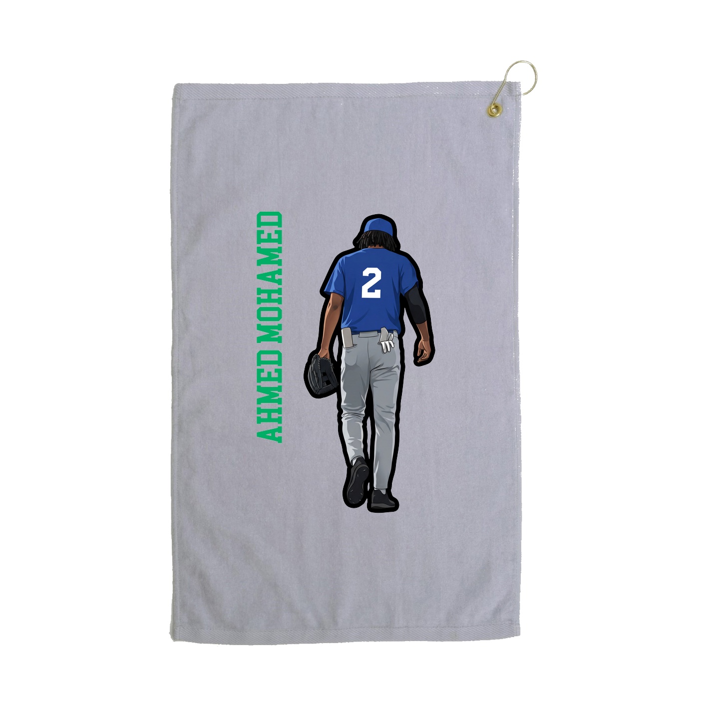Golf Towel — Name Vertical in Grey
