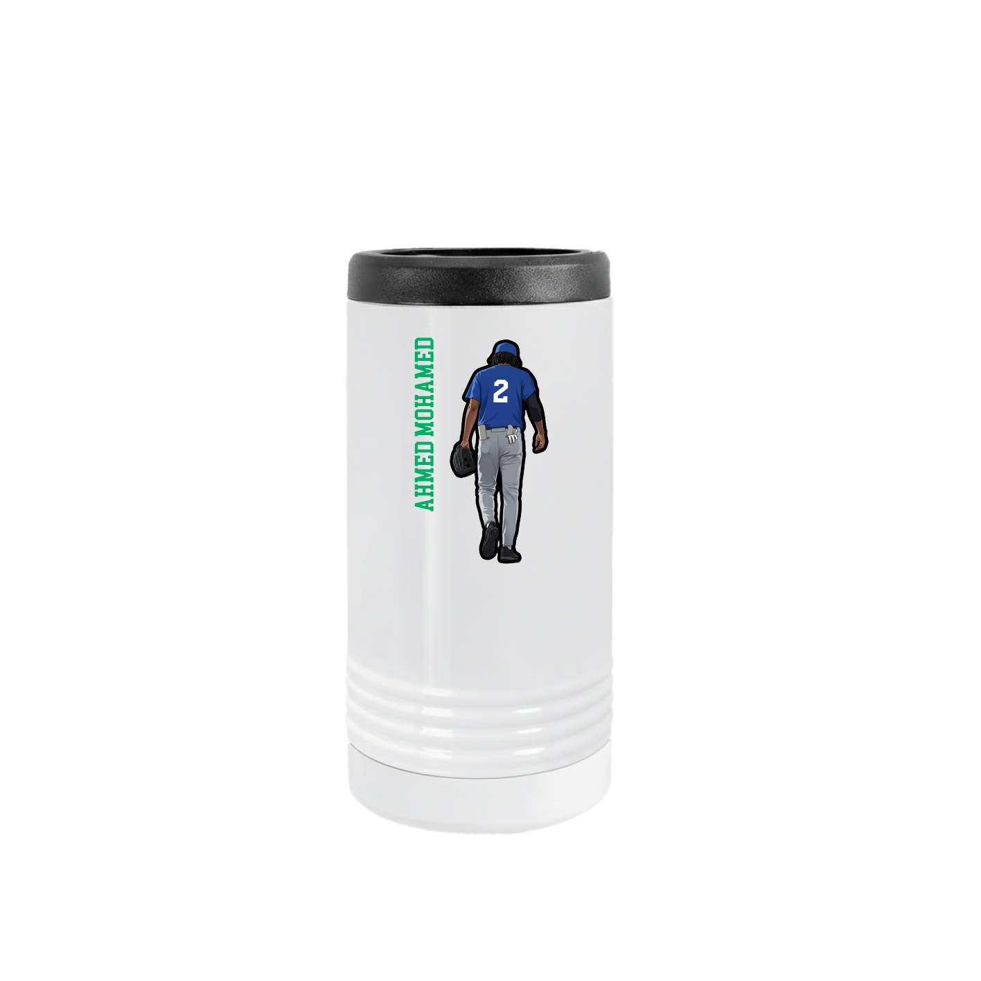 Slim Beverage Holder — Name Vertical in White