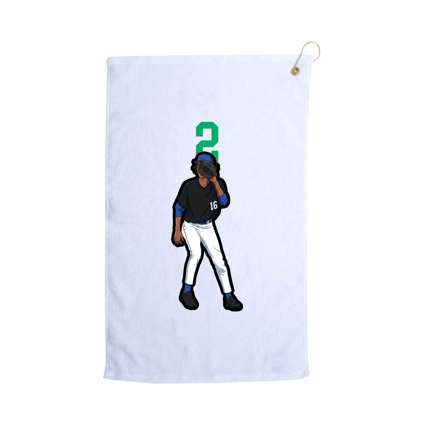 Golf Towel — Number Top in White