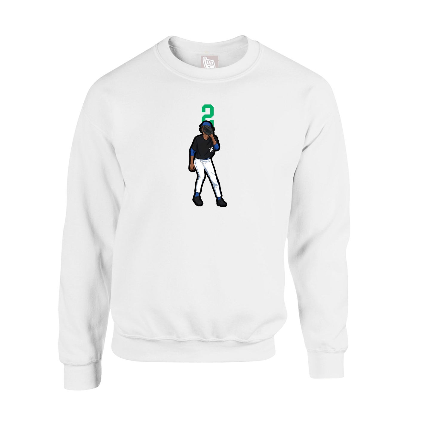 Fleece Crew — Number Top in White
