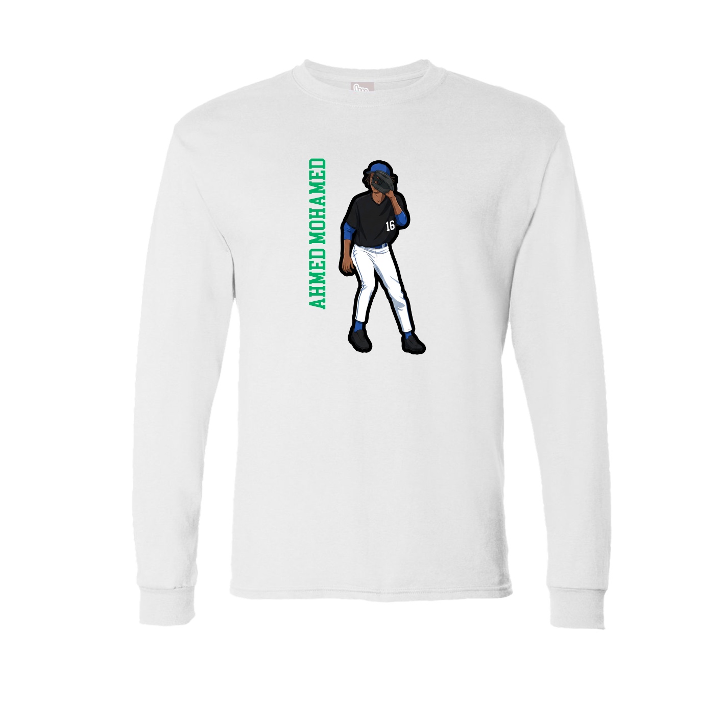 Long Sleeve Tee — Name Vertical in White