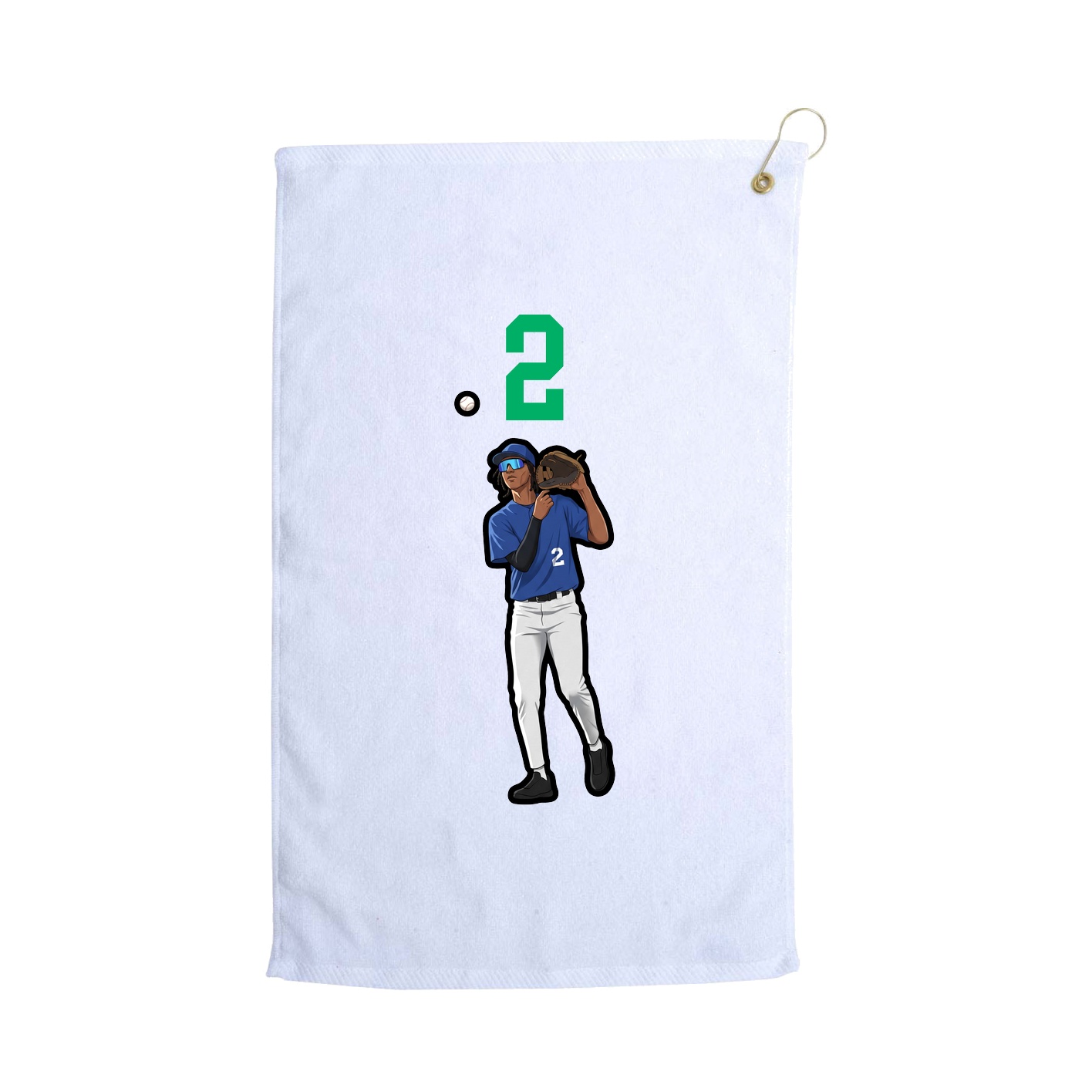 Golf Towel — Number Top in White