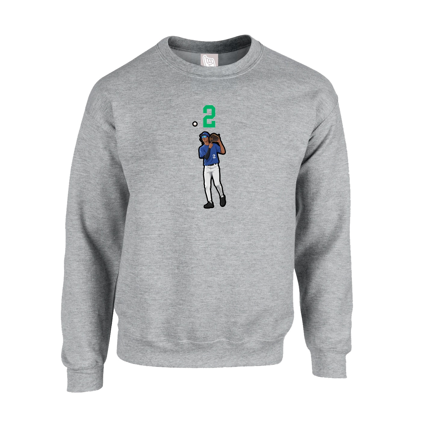 Fleece Crew — Number Top in Grey