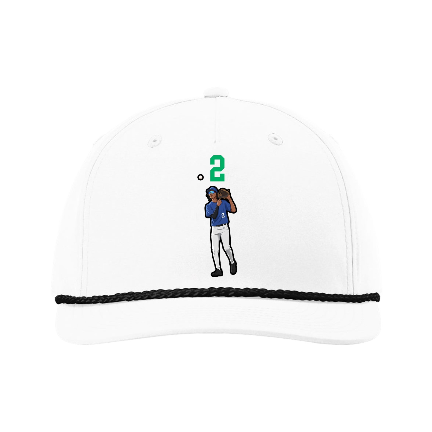 Five-Panel Classic Rope Cap — Number Top in White
