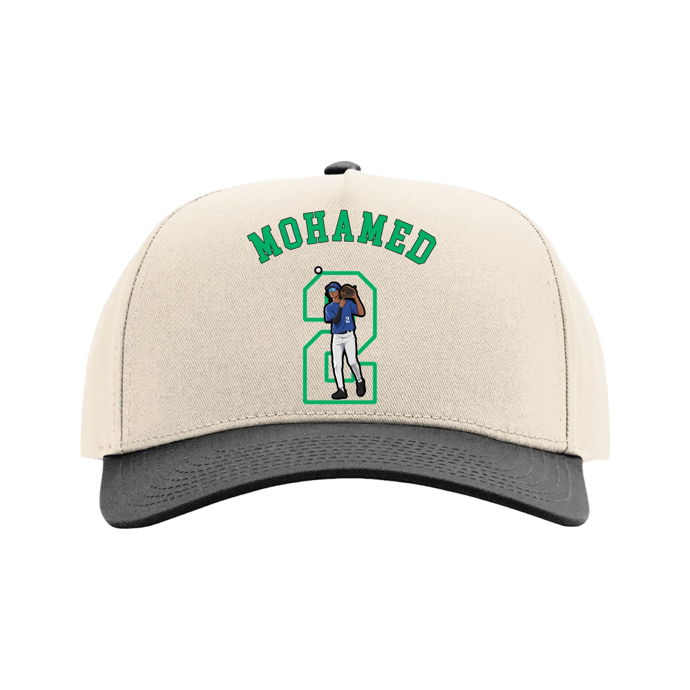Full Fabric Five-Panel Champ Cap — Shirsey Arch in Cream/Black