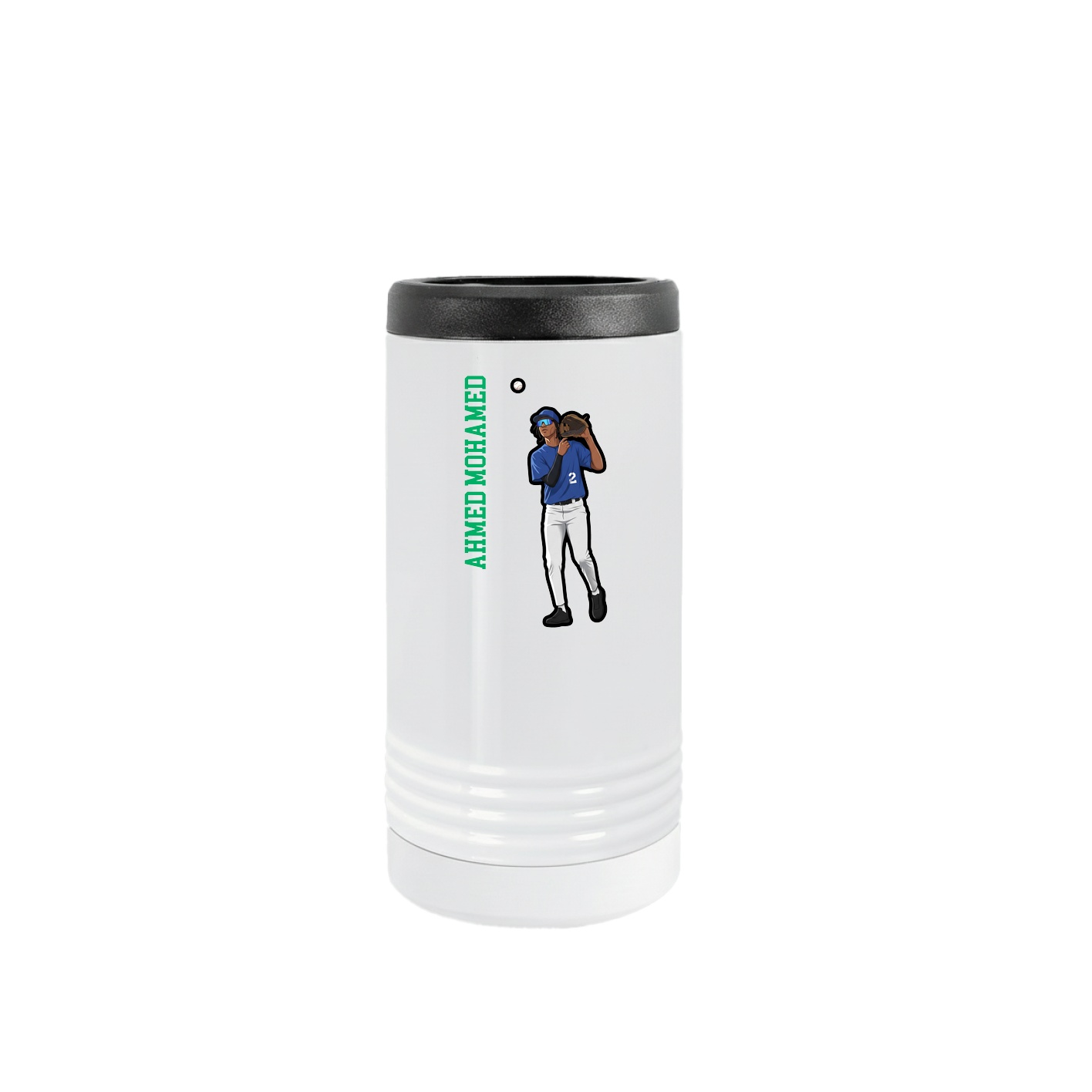 Slim Beverage Holder — Name Vertical in White