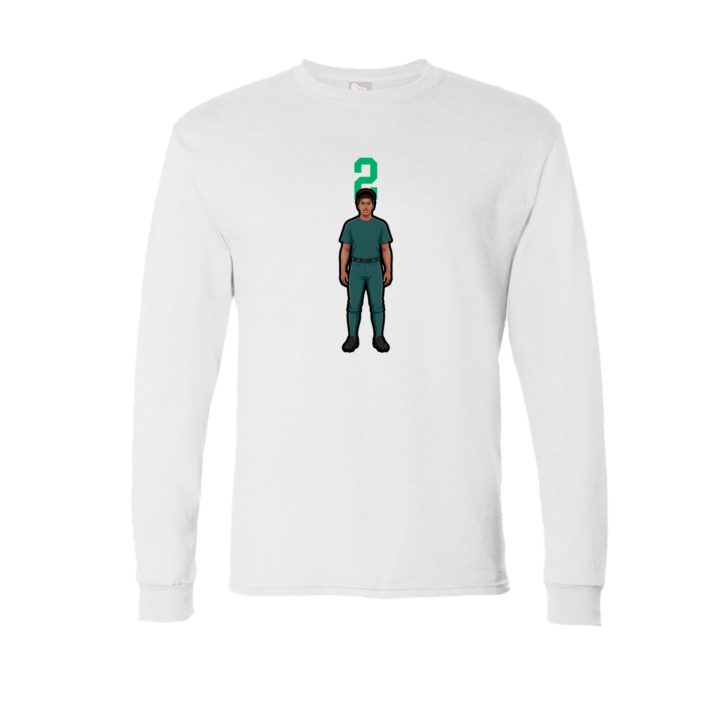 Long Sleeve Tee — Number Top in White