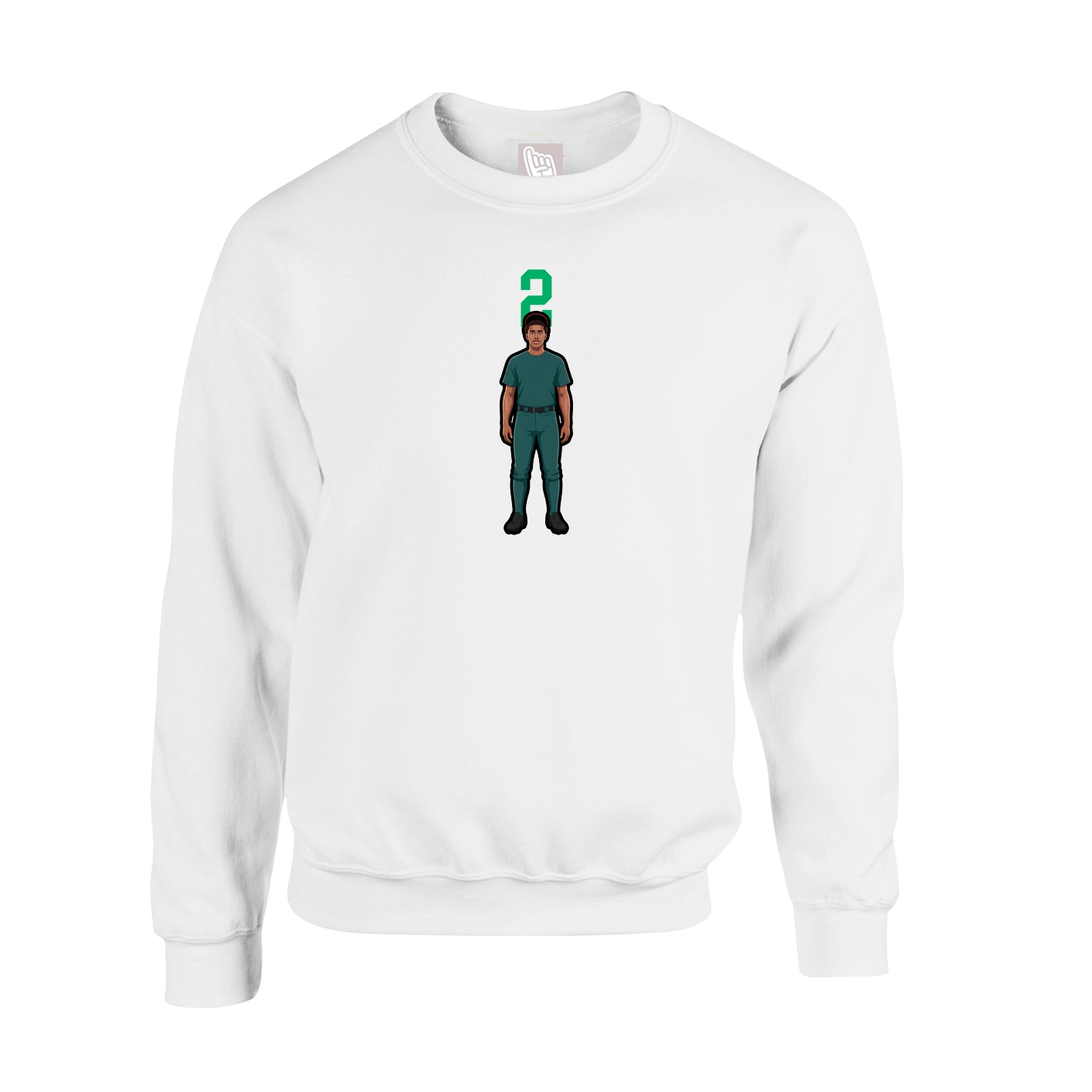 Fleece Crew — Number Top in White