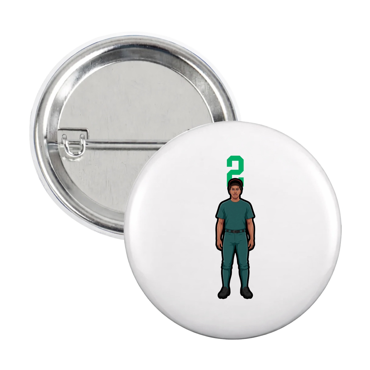 Game Day Button — Number Top in White