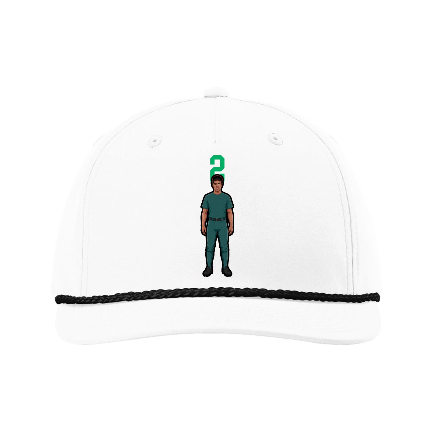 Five-Panel Classic Rope Cap — Number Top in White