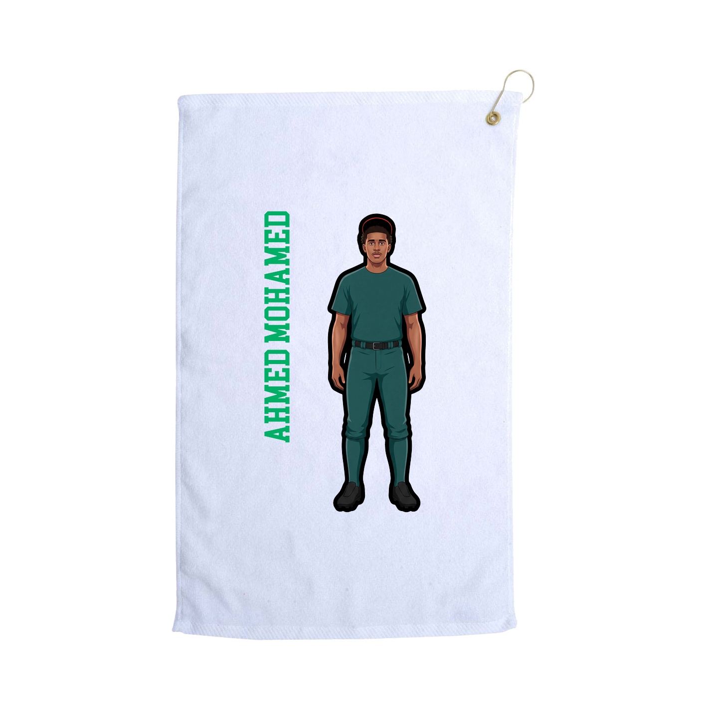 Golf Towel — Name Vertical in White