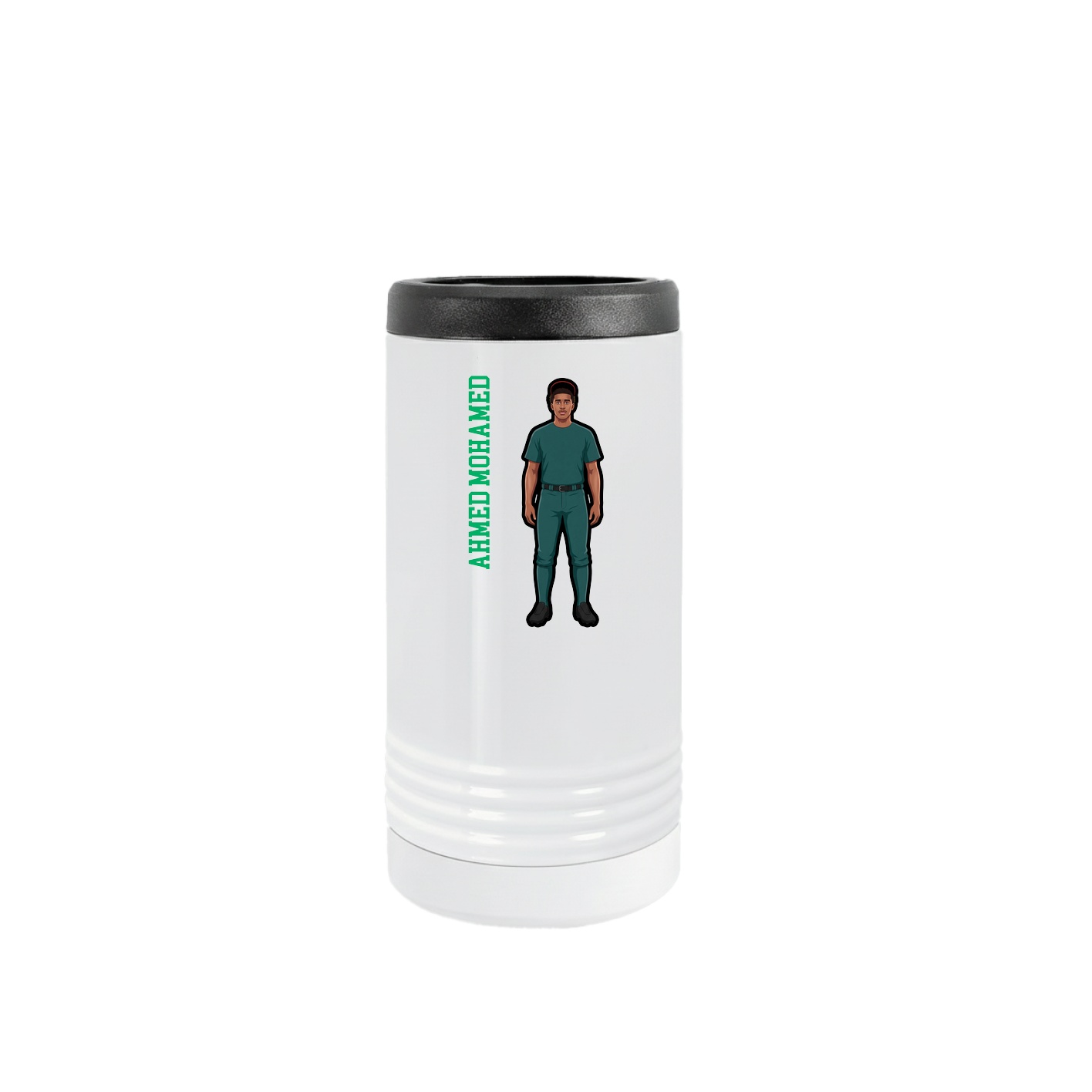 Slim Beverage Holder — Name Vertical in White