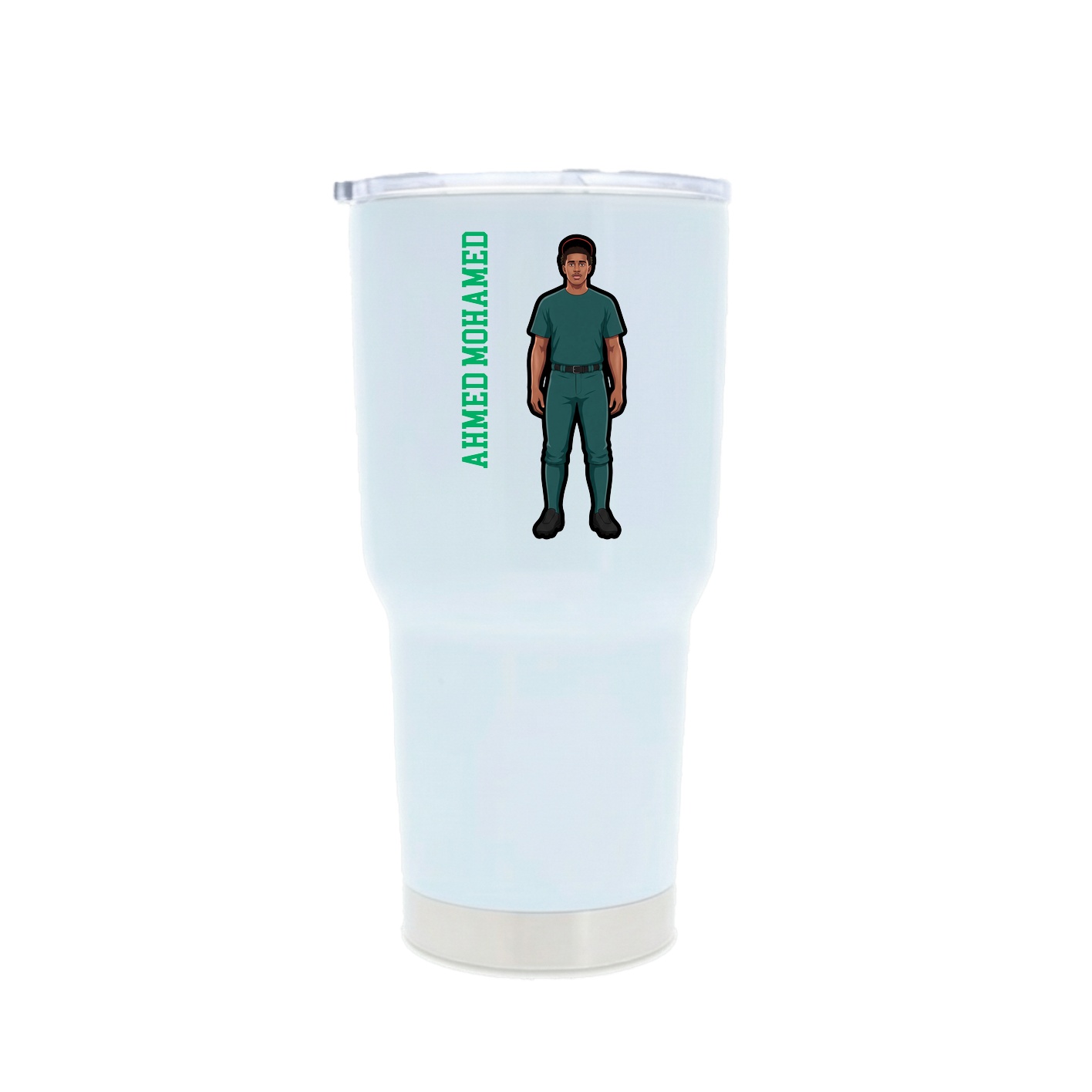 30oz Stainless Steel Tumbler — Name Vertical in White
