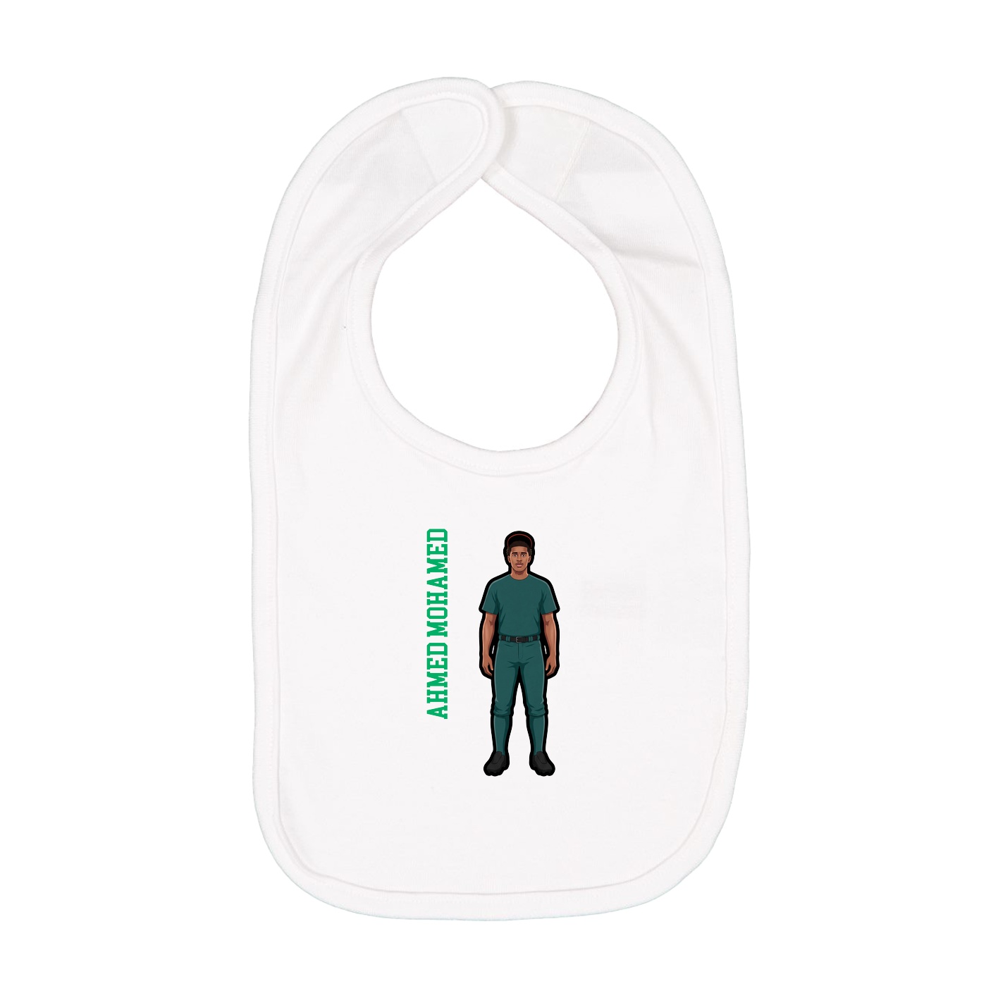 Infant Bib — Name Vertical in White