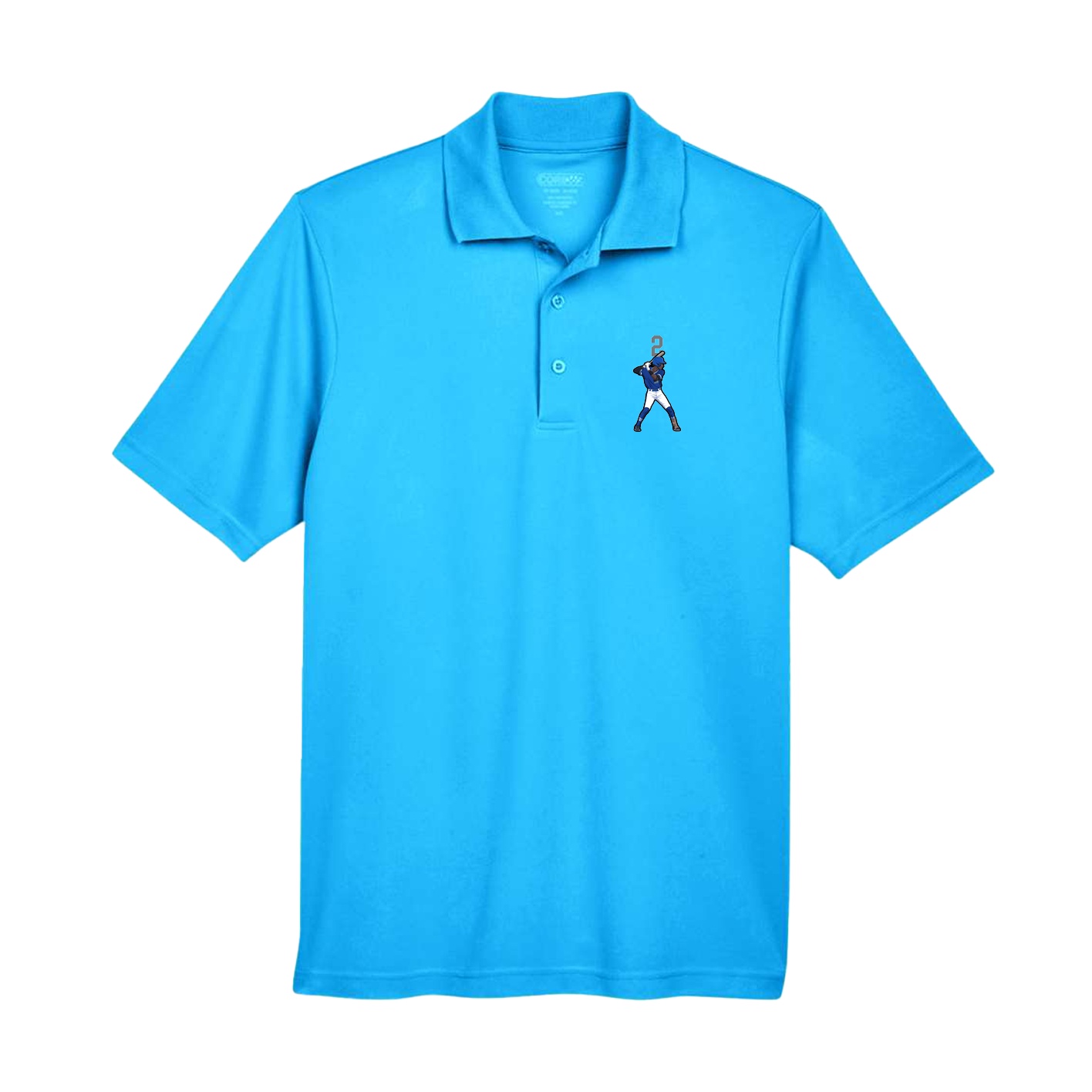 Performance Polo — Number Top in Light Blue