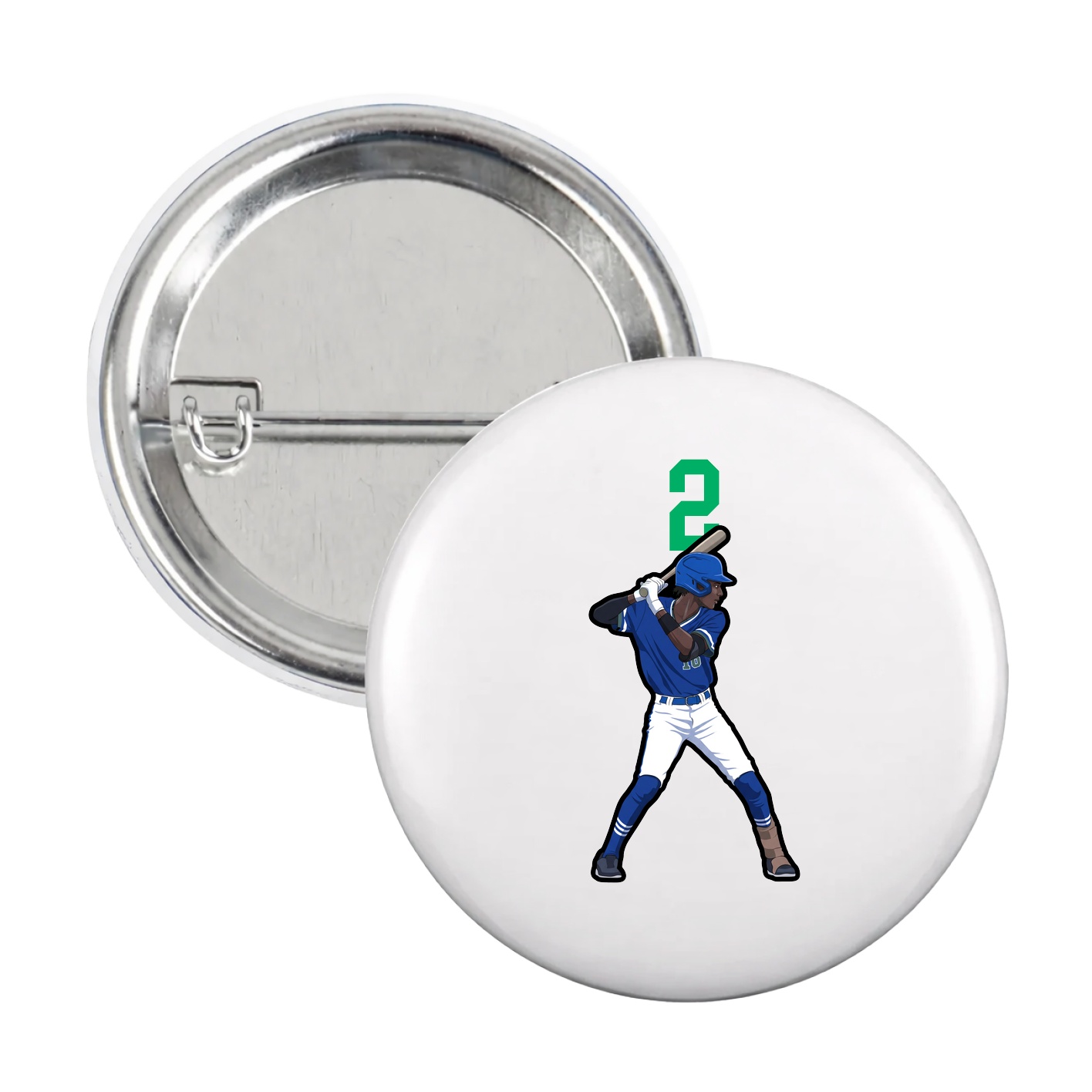 Game Day Button — Number Top in White