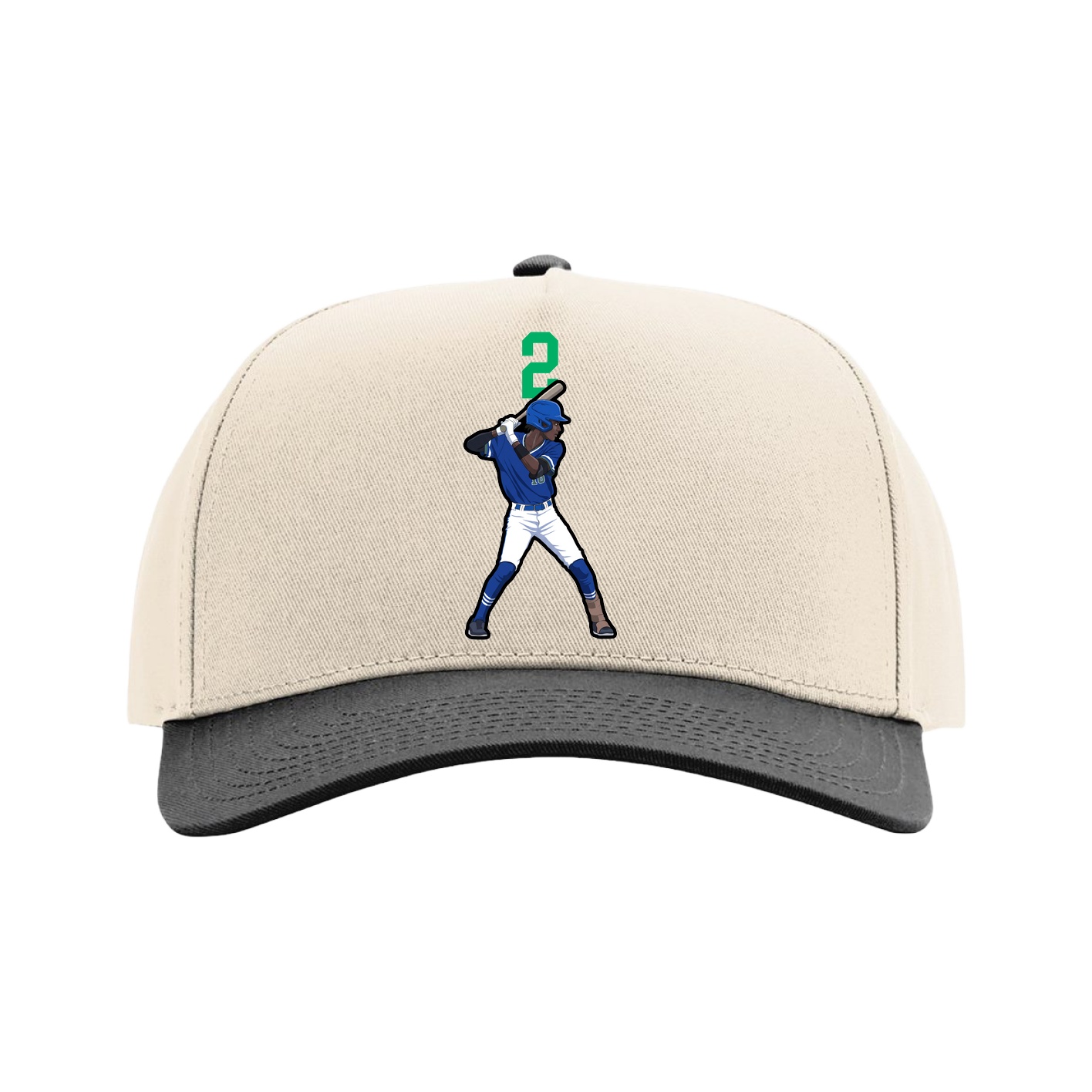 Full Fabric Five-Panel Champ Cap — Number Top in Cream/Black