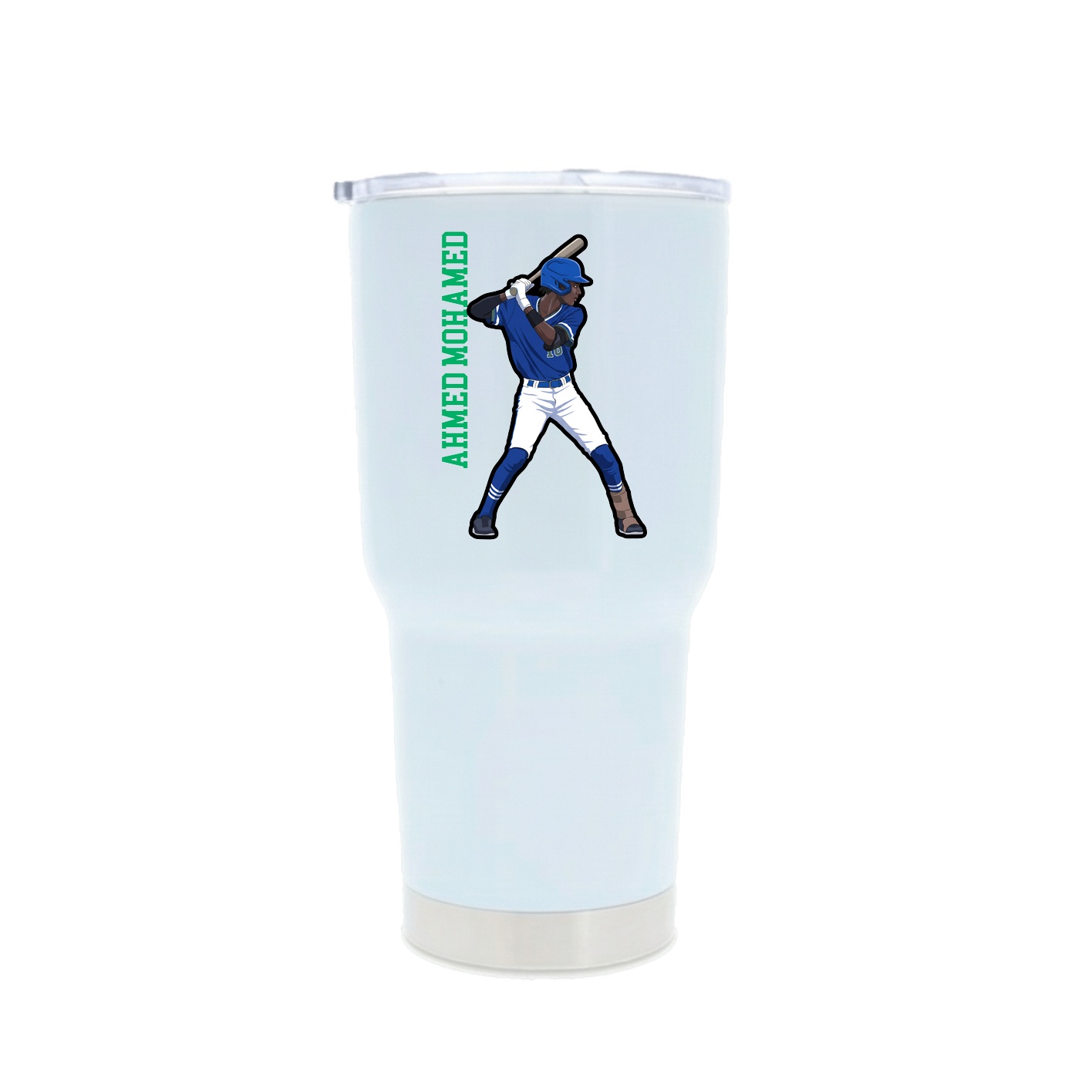 30oz Stainless Steel Tumbler — Name Vertical in White