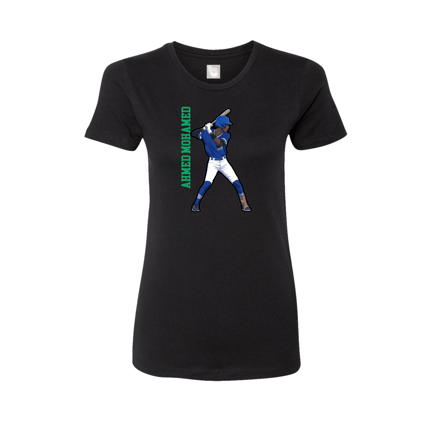 Womens Tee — Name Vertical in Black