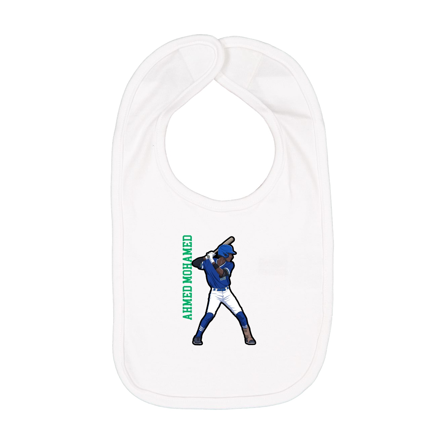 Infant Bib — Name Vertical in White