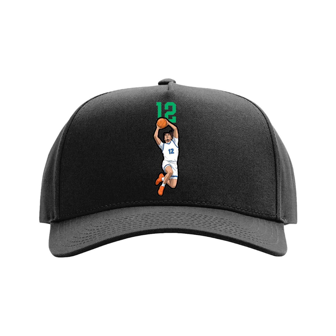 Full Fabric Five-Panel Champ Cap — Number Top in Black
