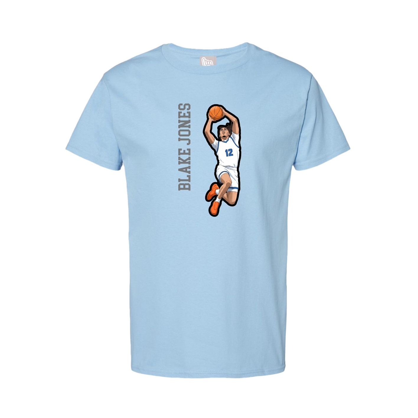 Tee — Name Vertical in Light Blue