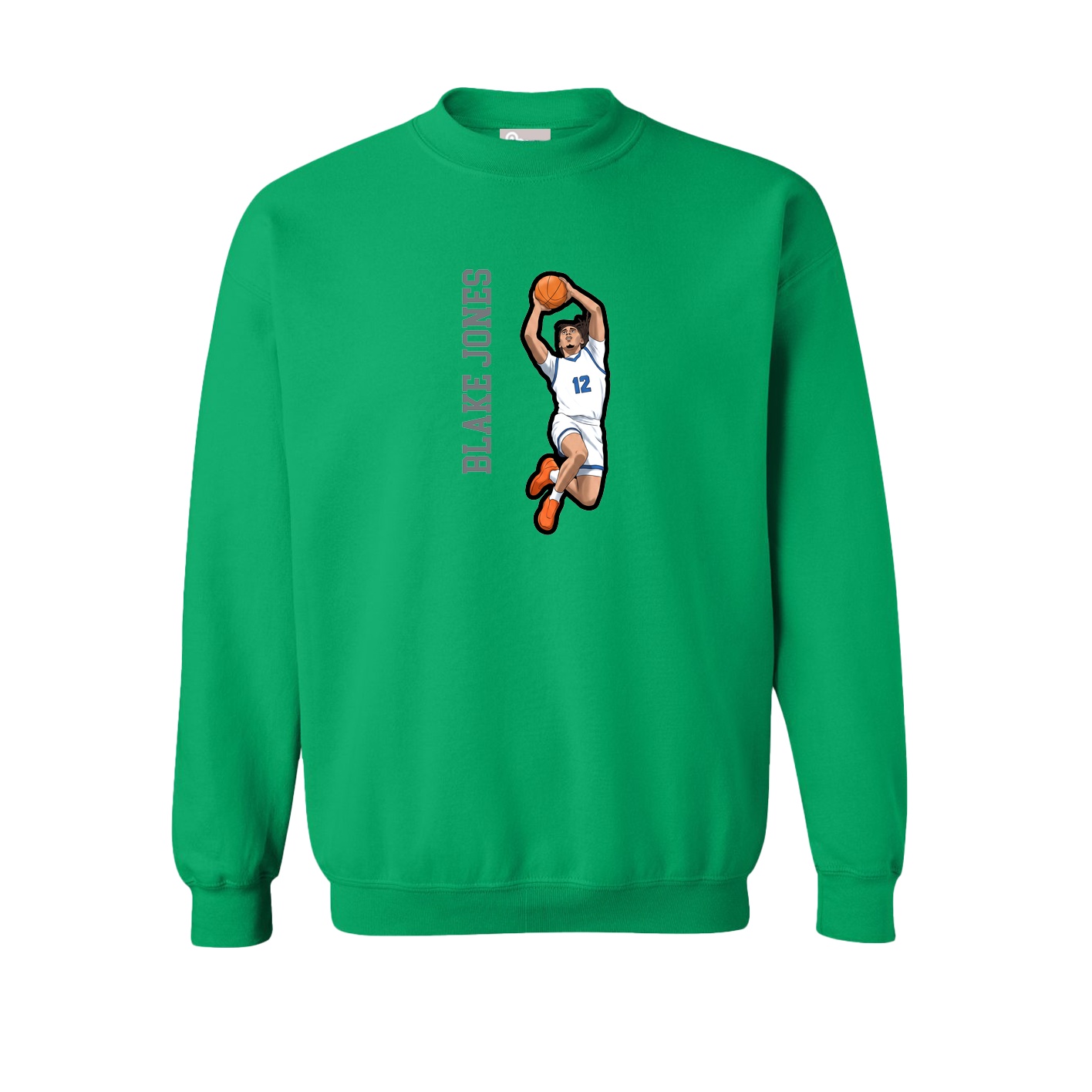 Fleece Crew — Name Vertical in Green