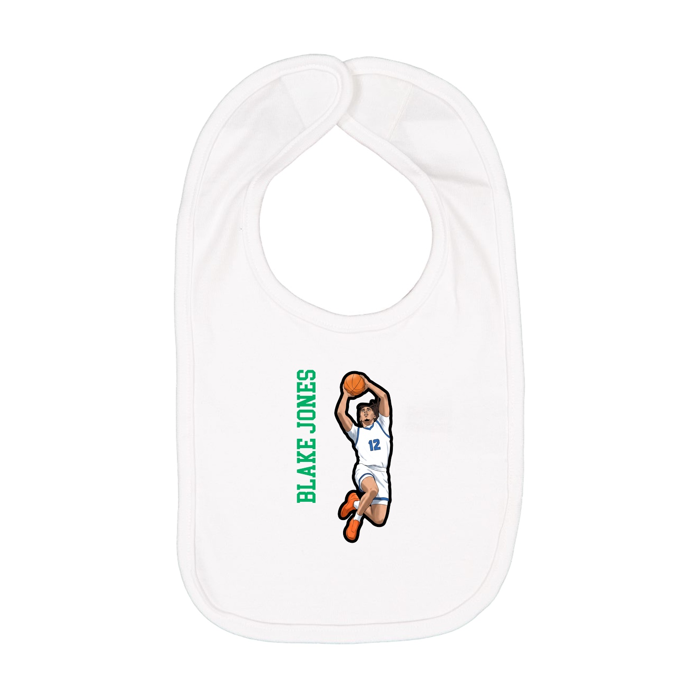 Infant Bib — Name Vertical in White